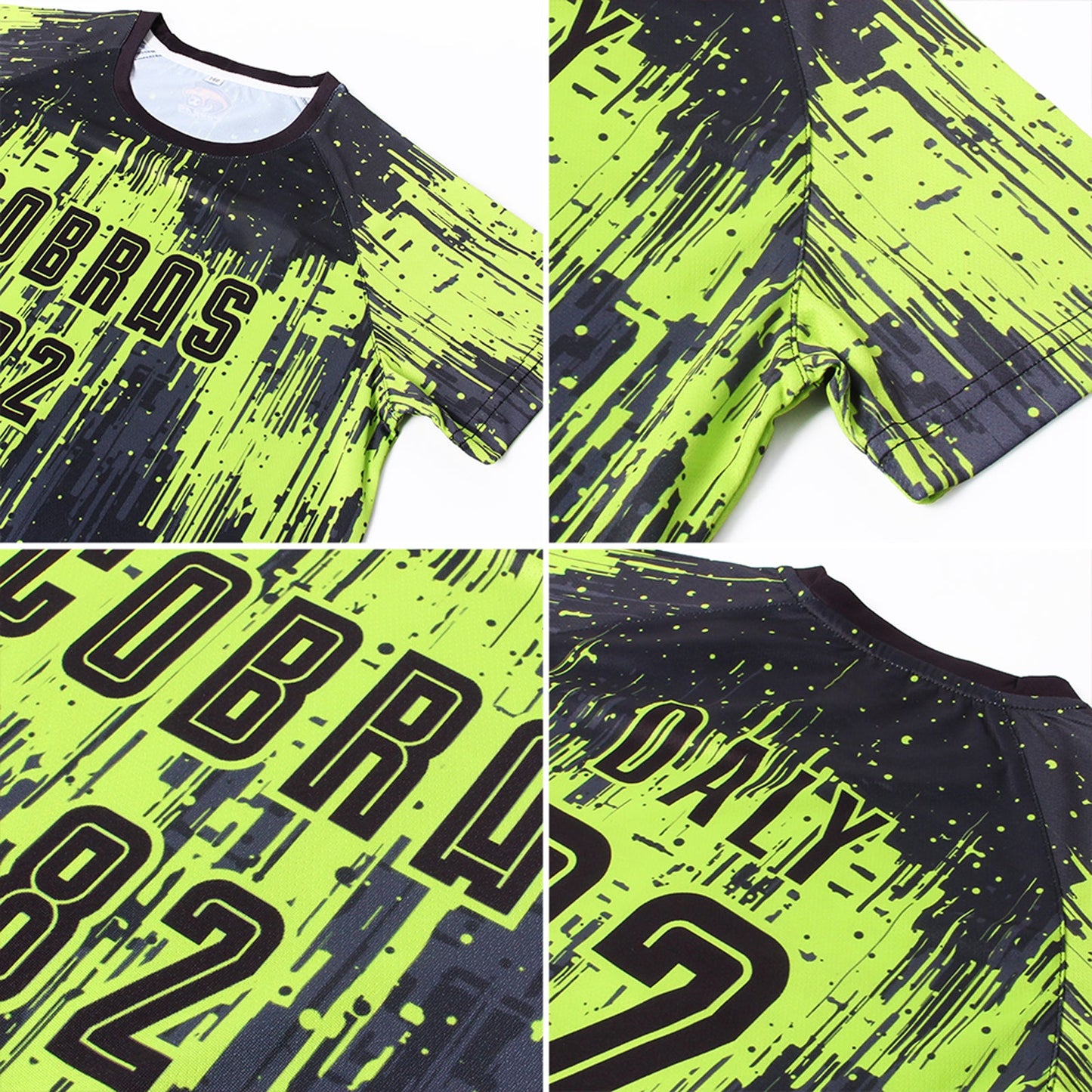 Custom Neon Green Black Sublimation Soccer Uniform Jersey view 8