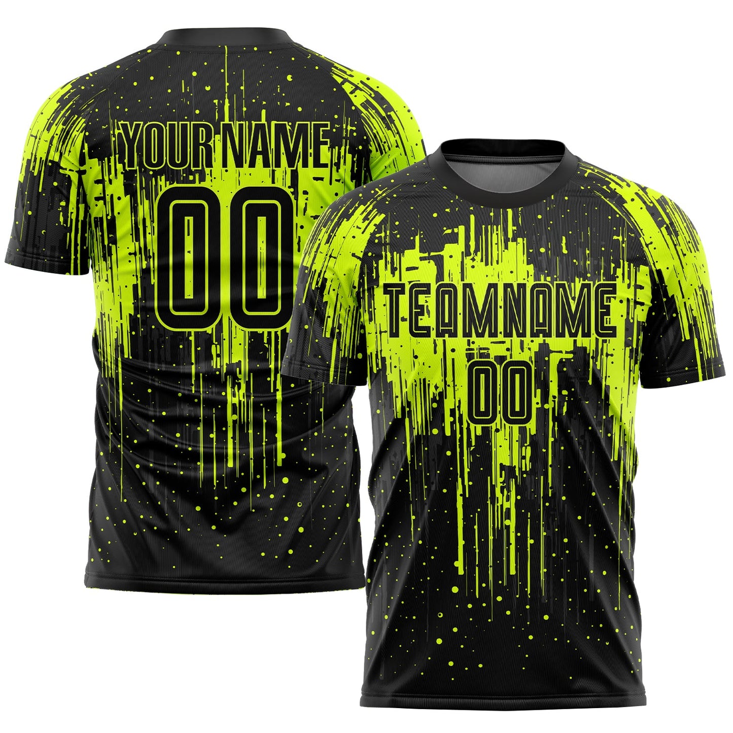 Custom Neon Green Black Sublimation Soccer Uniform Jersey - Main View