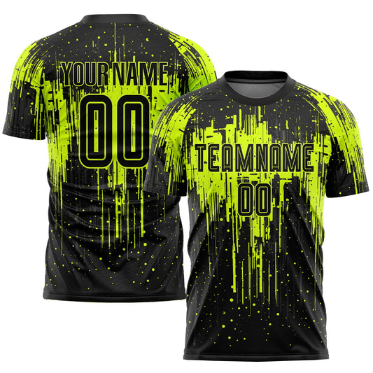 Custom Neon Green Black Sublimation Soccer Uniform Jersey - Main View