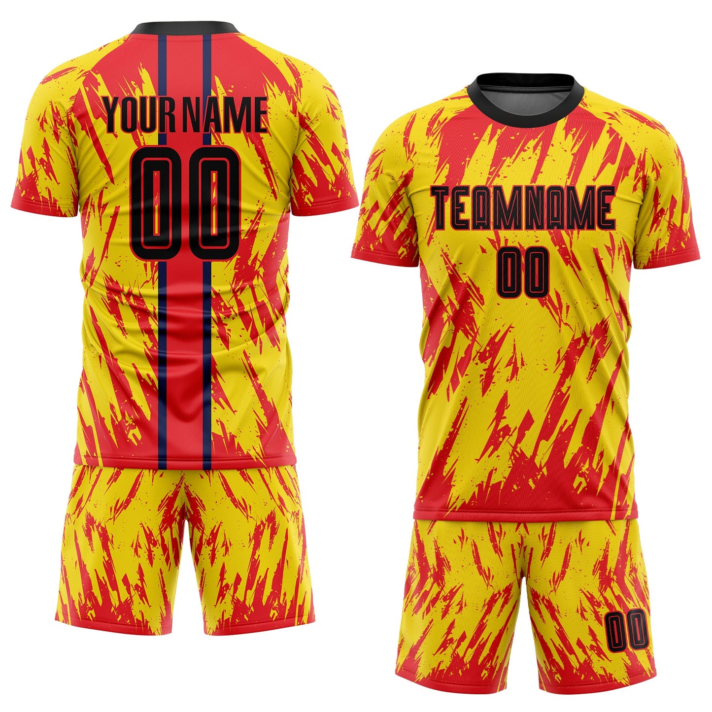 Custom Gold Black-Red Sublimation Soccer Uniform Jersey view 2