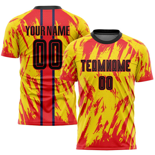 Custom Gold Black-Red Sublimation Soccer Uniform Jersey - Main View
