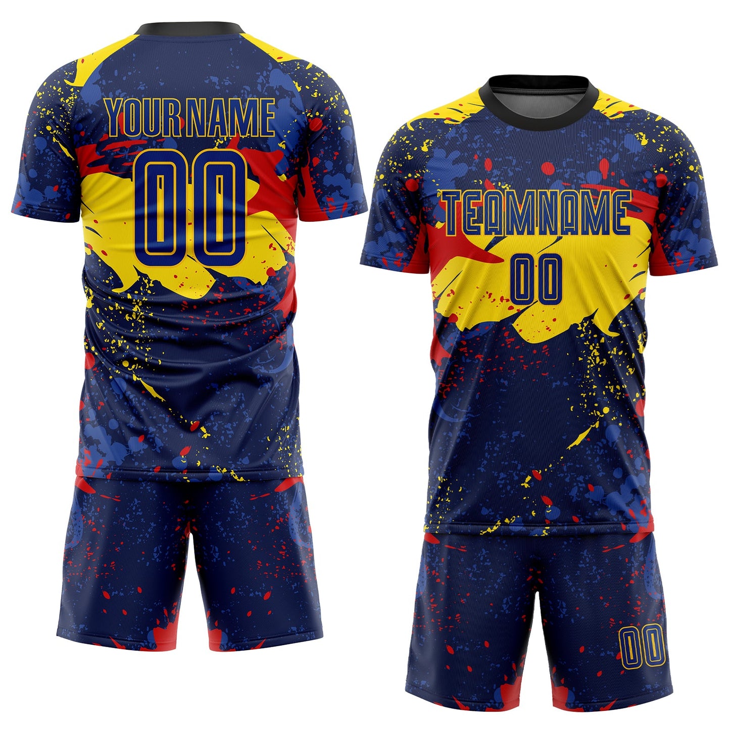 Custom Figure Royal-Gold Sublimation Soccer Uniform Jersey view 2