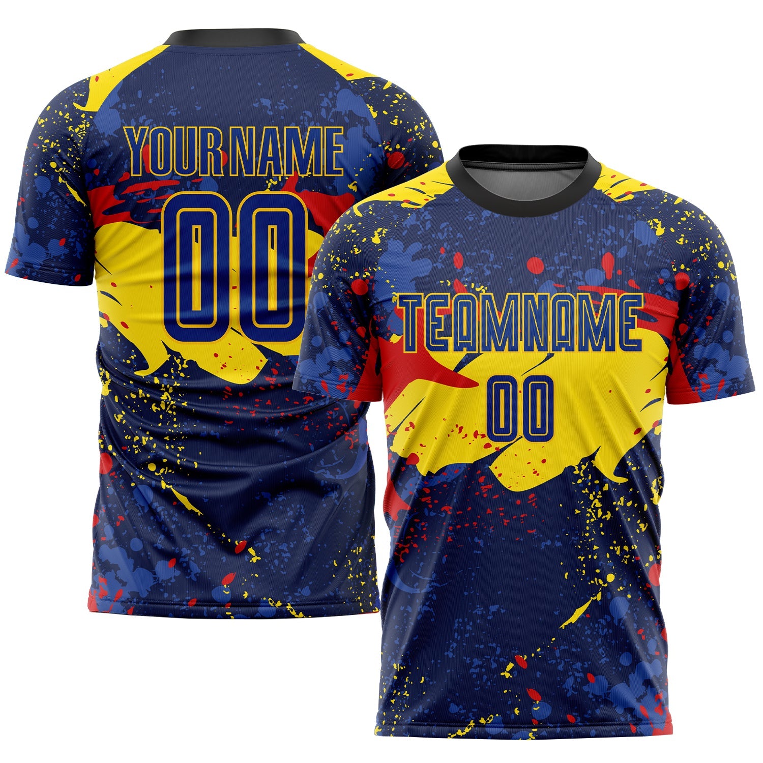 Custom Figure Royal-Gold Sublimation Soccer Uniform Jersey - Main View