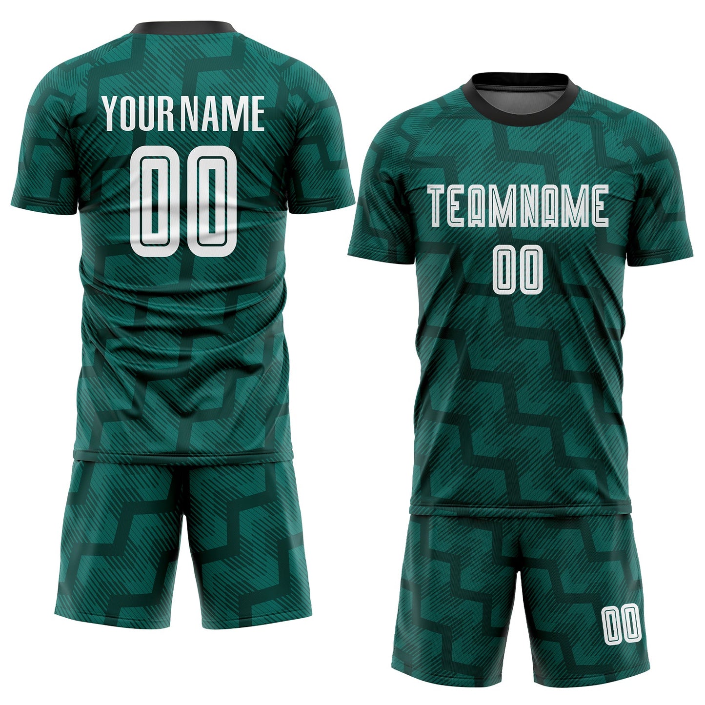 Custom Green White-Black Sublimation Soccer Uniform Jersey view 2