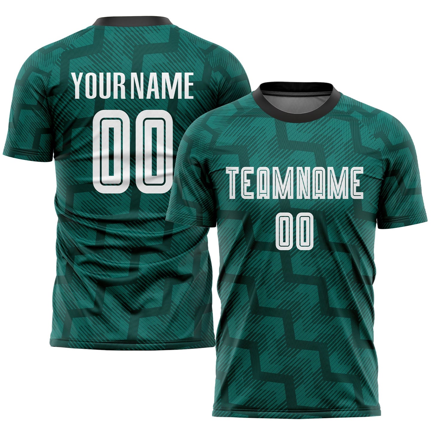 Custom Green White-Black Sublimation Soccer Uniform Jersey - Main View