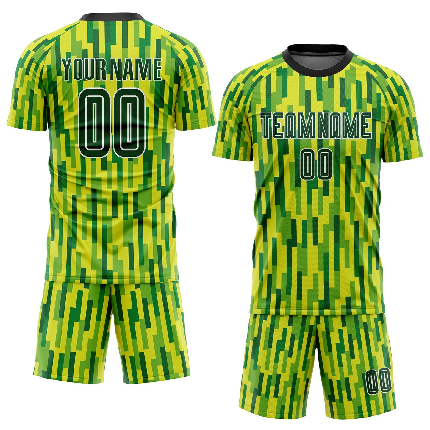 Custom Neon Green Green-Gold Sublimation Soccer Uniform Jersey view 2