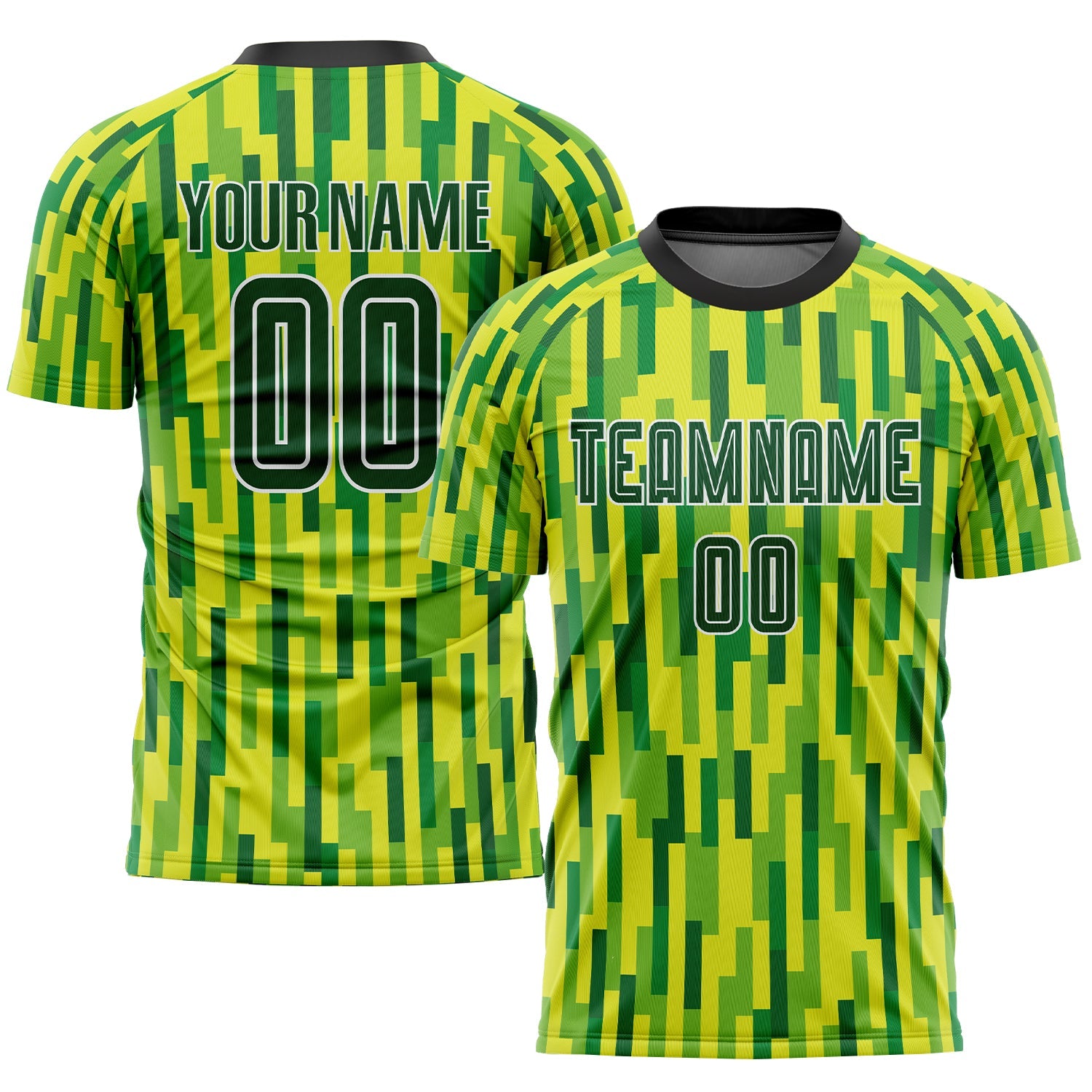 Custom Neon Green Green-Gold Sublimation Soccer Uniform Jersey - Main View