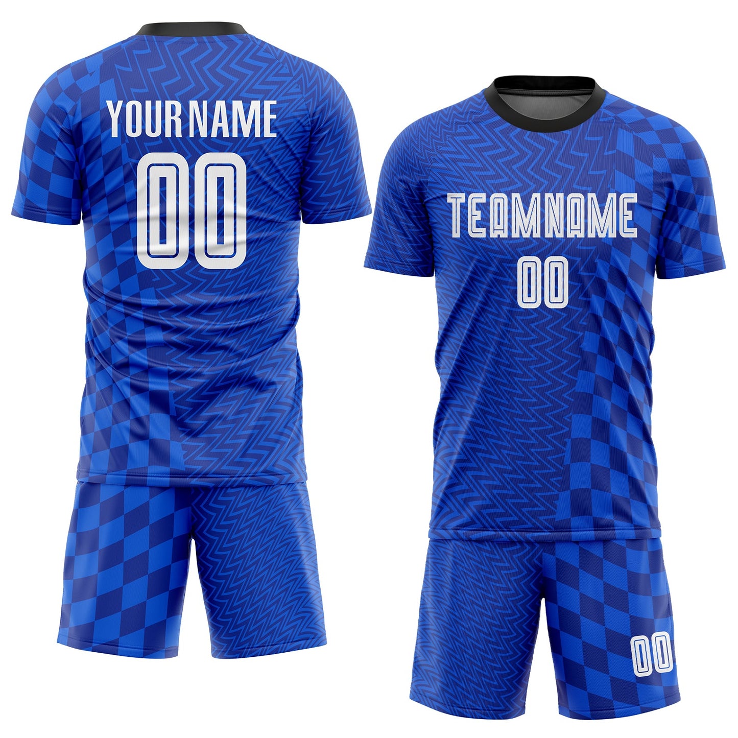 Custom Royal White-Black Sublimation Soccer Uniform Jersey view 2