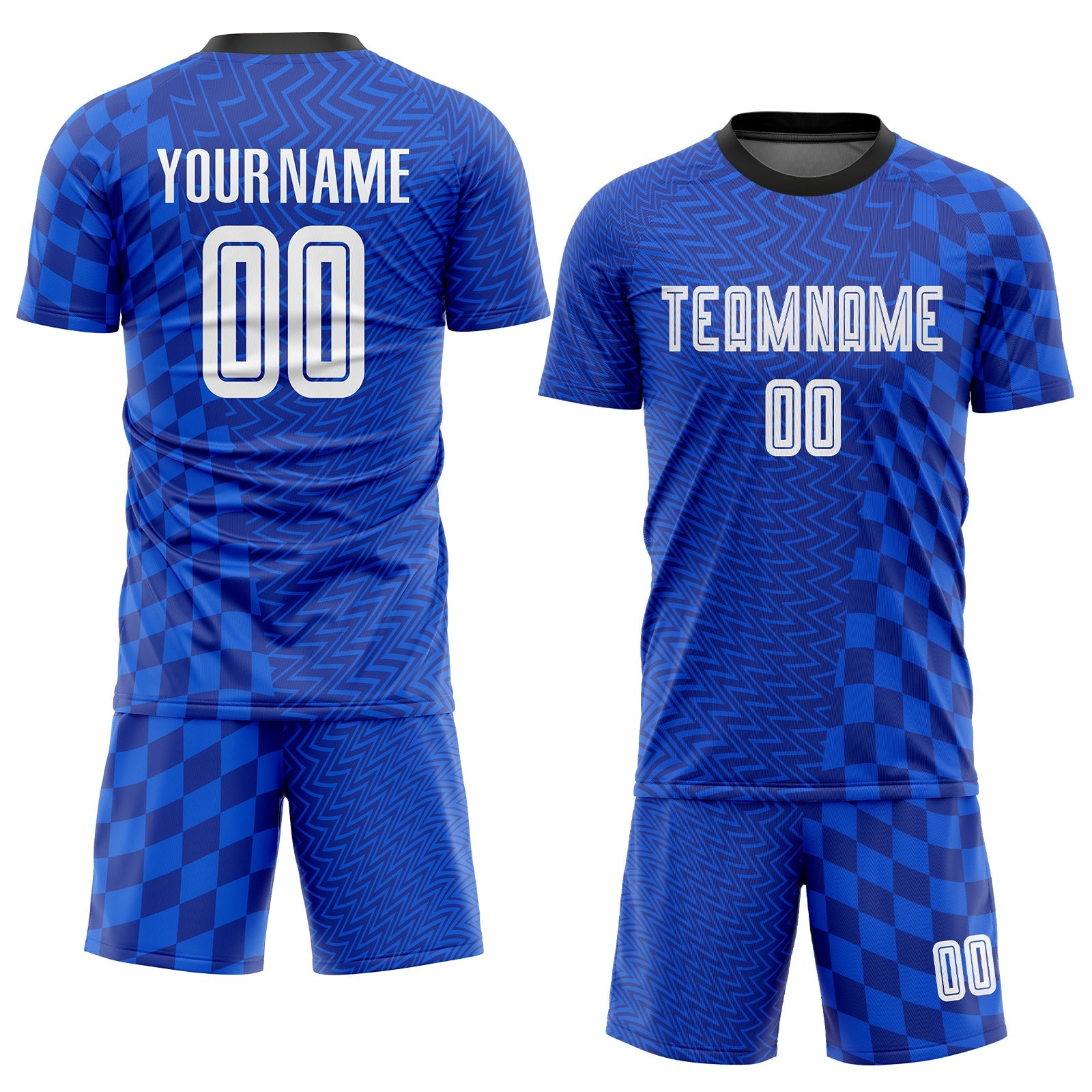 Custom Royal White-Black Sublimation Soccer Uniform Jersey view 2