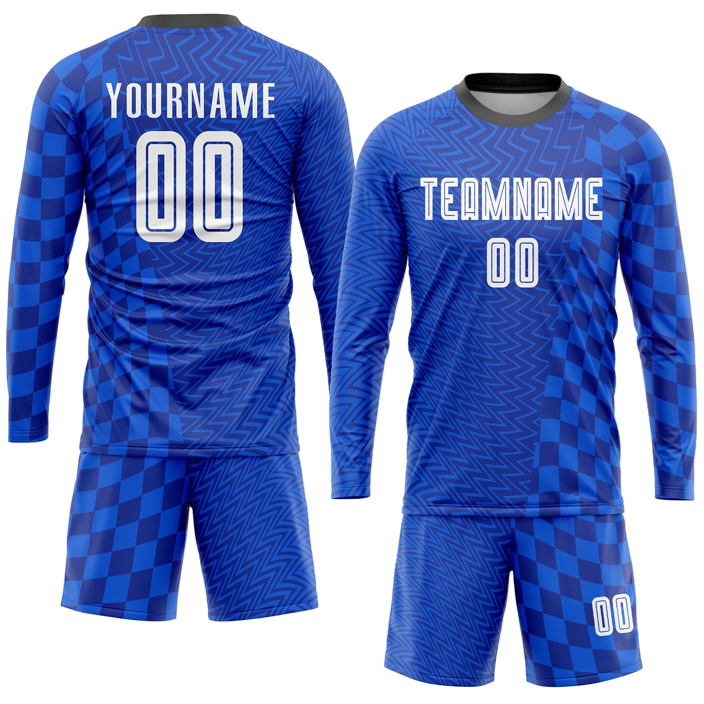 Custom Royal White-Black Sublimation Soccer Uniform Jersey view 4
