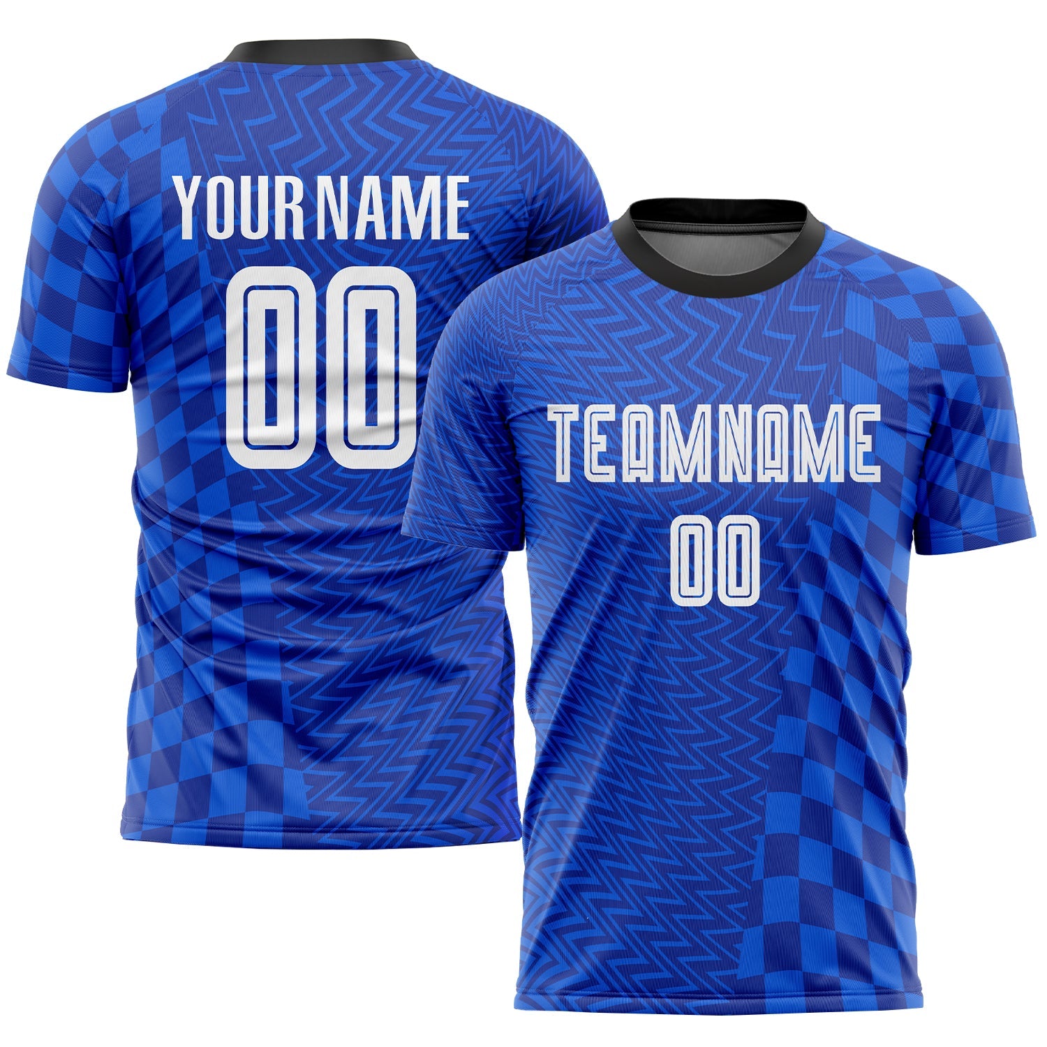 Custom Royal White-Black Sublimation Soccer Uniform Jersey - Main View