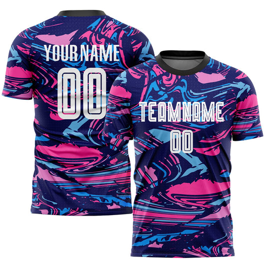 Custom Figure White-Pink Sublimation Soccer Uniform Jersey - Main View