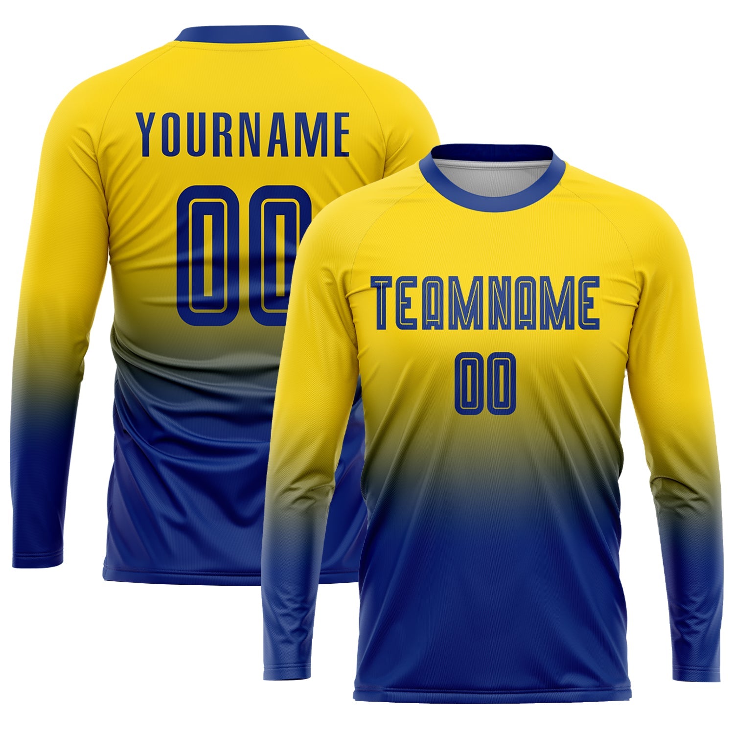 Custom Gold Royal Sublimation Fade Fashion Soccer Uniform Jersey view 3