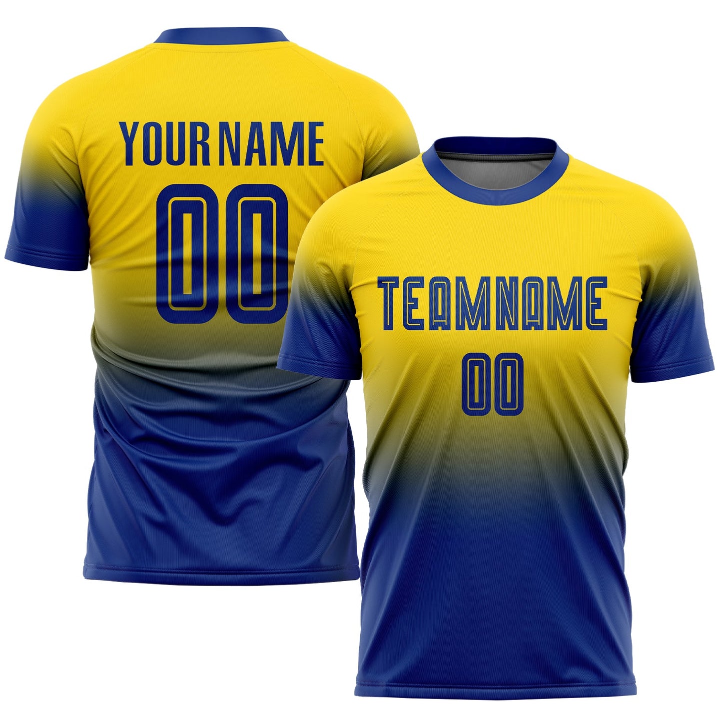 Custom Gold Royal Sublimation Fade Fashion Soccer Uniform Jersey - Main View