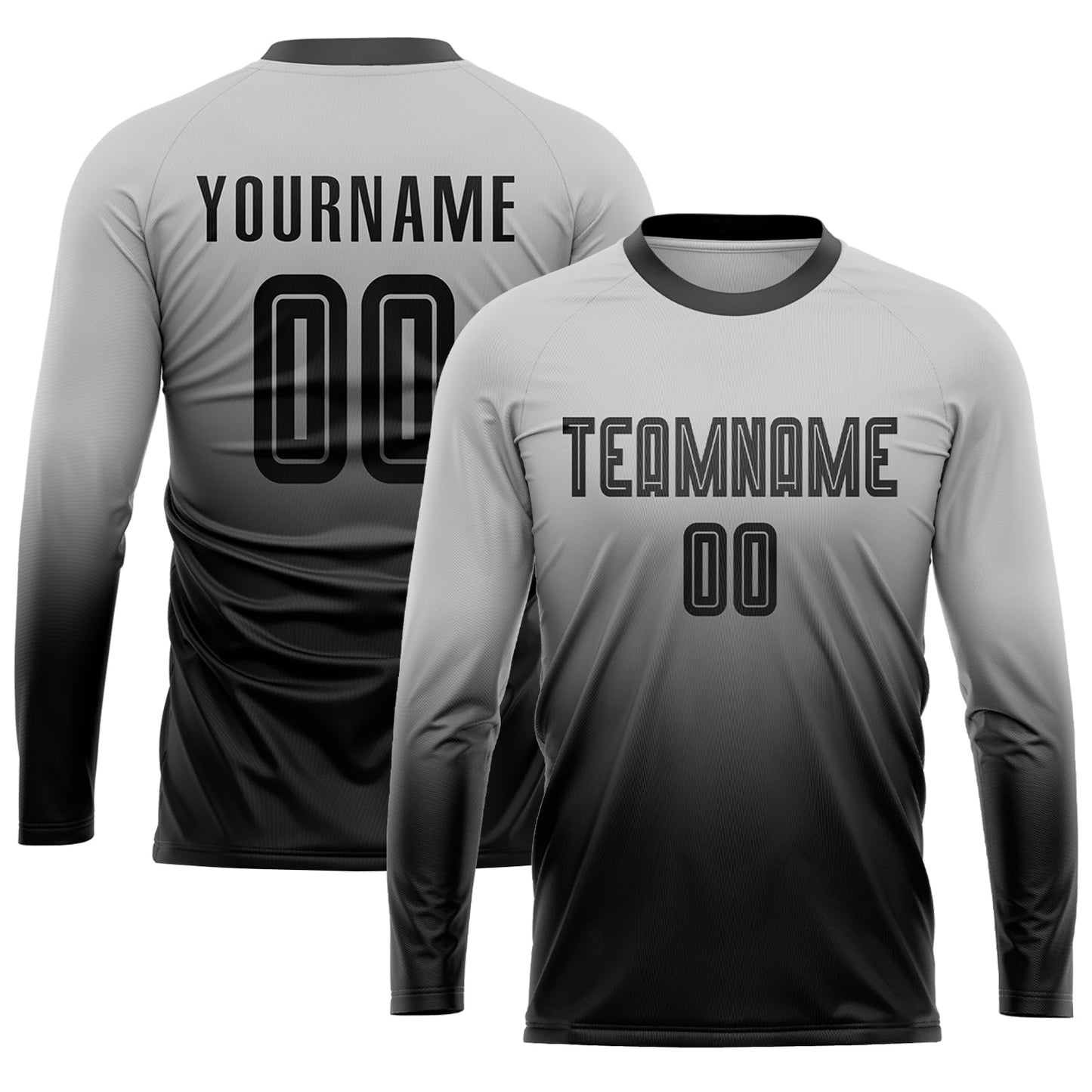 Custom Gray Black Sublimation Fade Fashion Soccer Uniform Jersey view 3