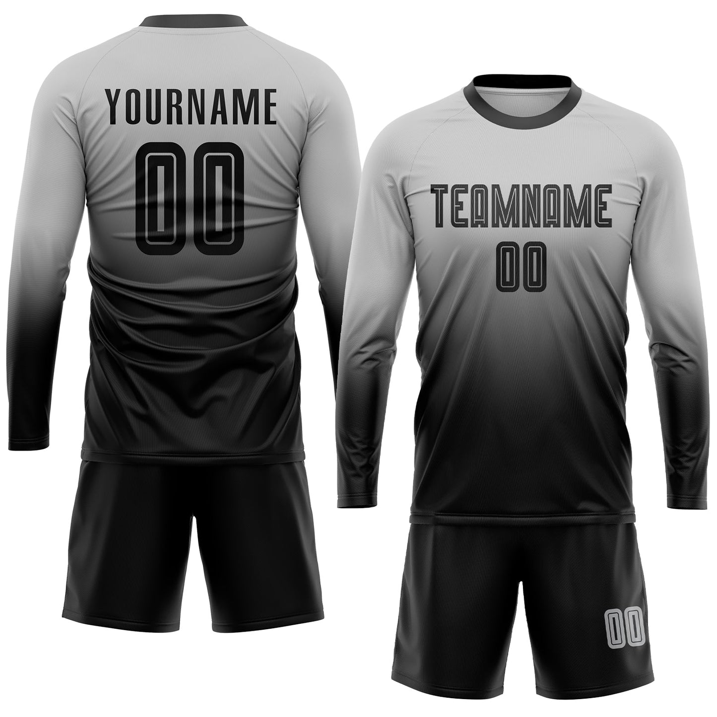 Custom Gray Black Sublimation Fade Fashion Soccer Uniform Jersey view 4