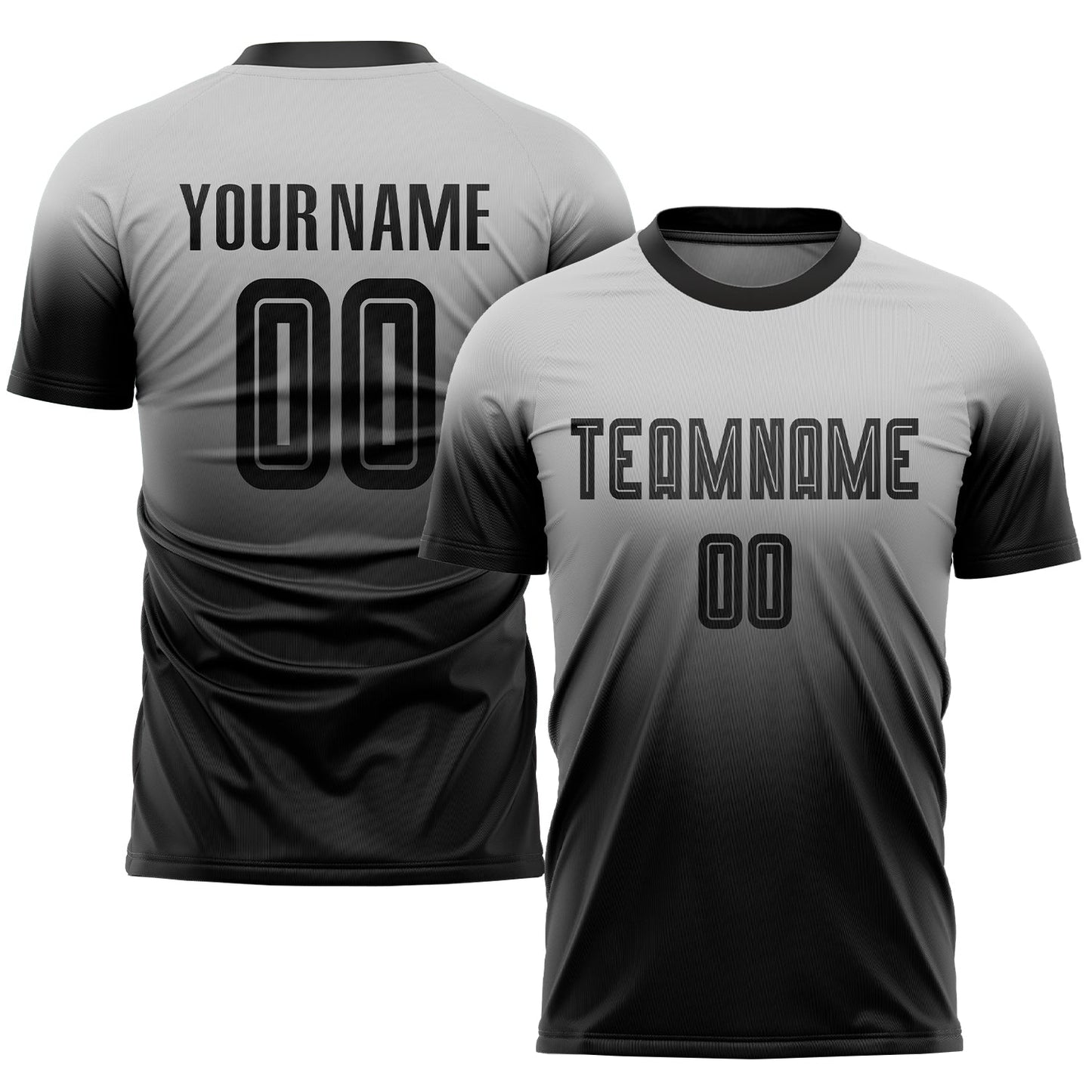 Custom Gray Black Sublimation Fade Fashion Soccer Uniform Jersey - Main View