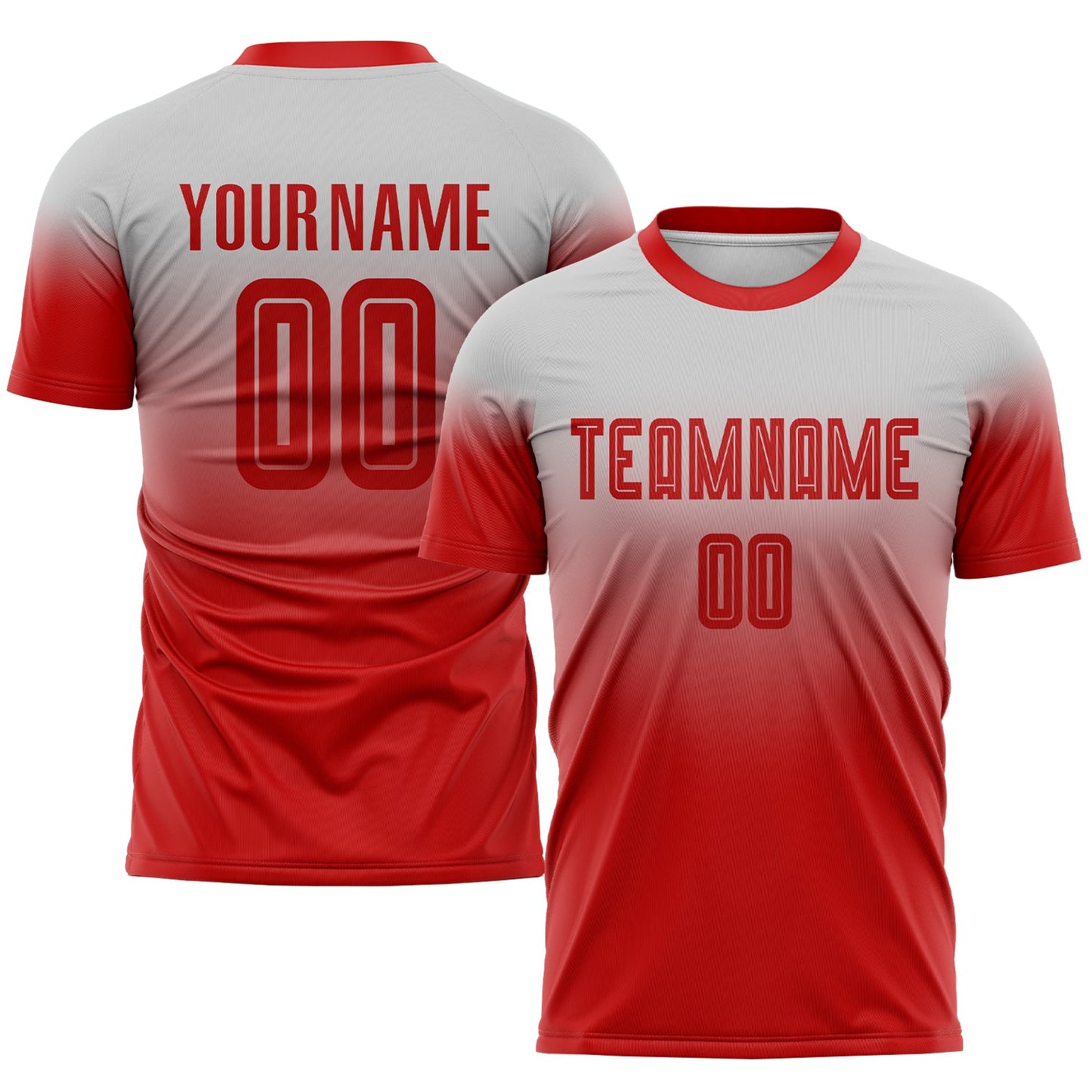 Custom Gray Red Sublimation Fade Fashion Soccer Uniform Jersey - Main View