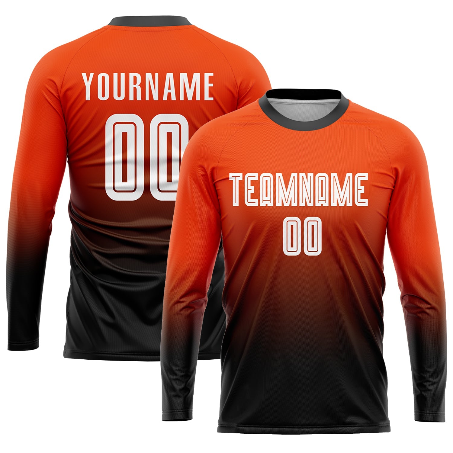 Custom Orange White-Black Sublimation Fade Fashion Soccer Uniform Jersey view 3