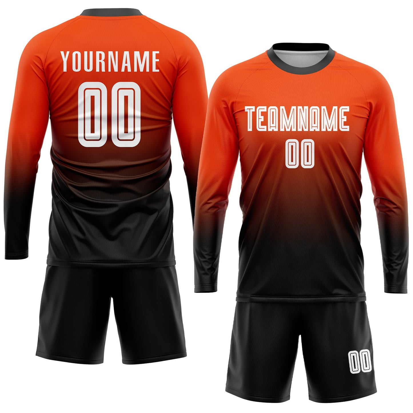 Custom Orange White-Black Sublimation Fade Fashion Soccer Uniform Jersey view 4