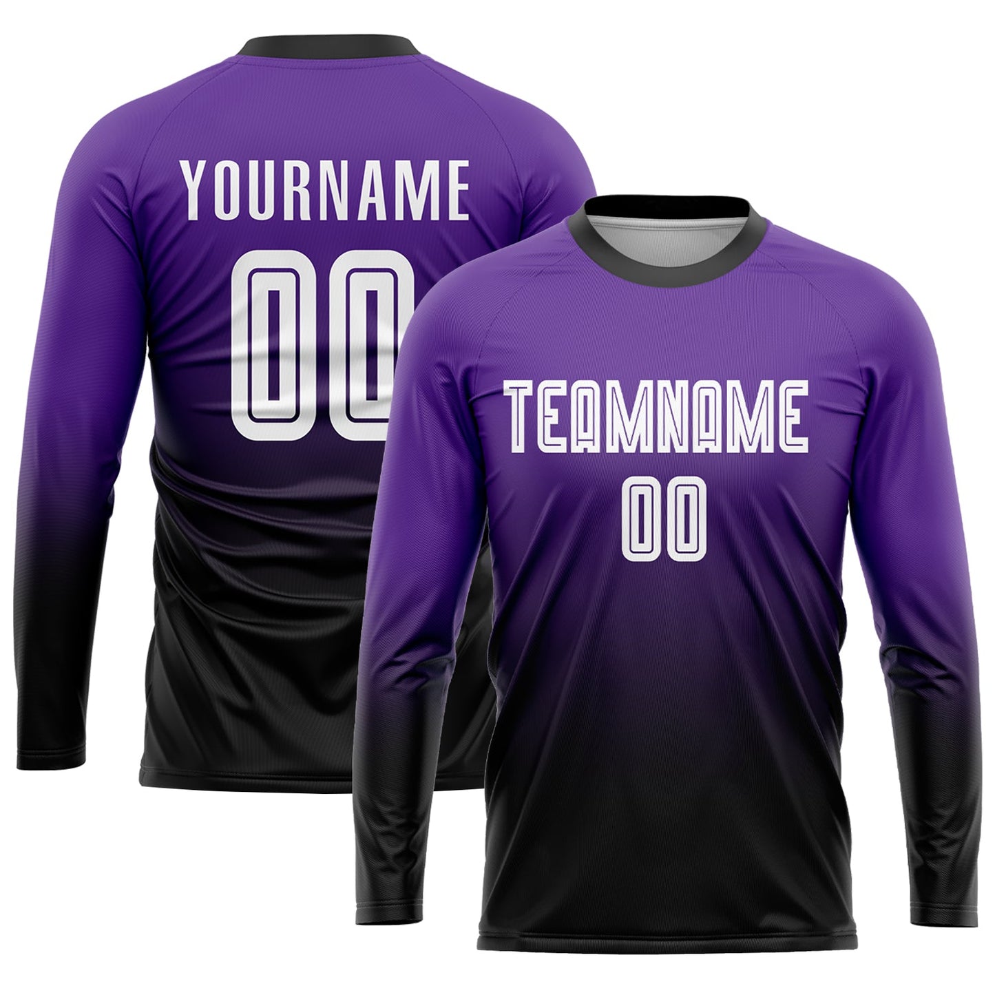 Custom Purple White-Black Sublimation Fade Fashion Soccer Uniform Jersey view 3
