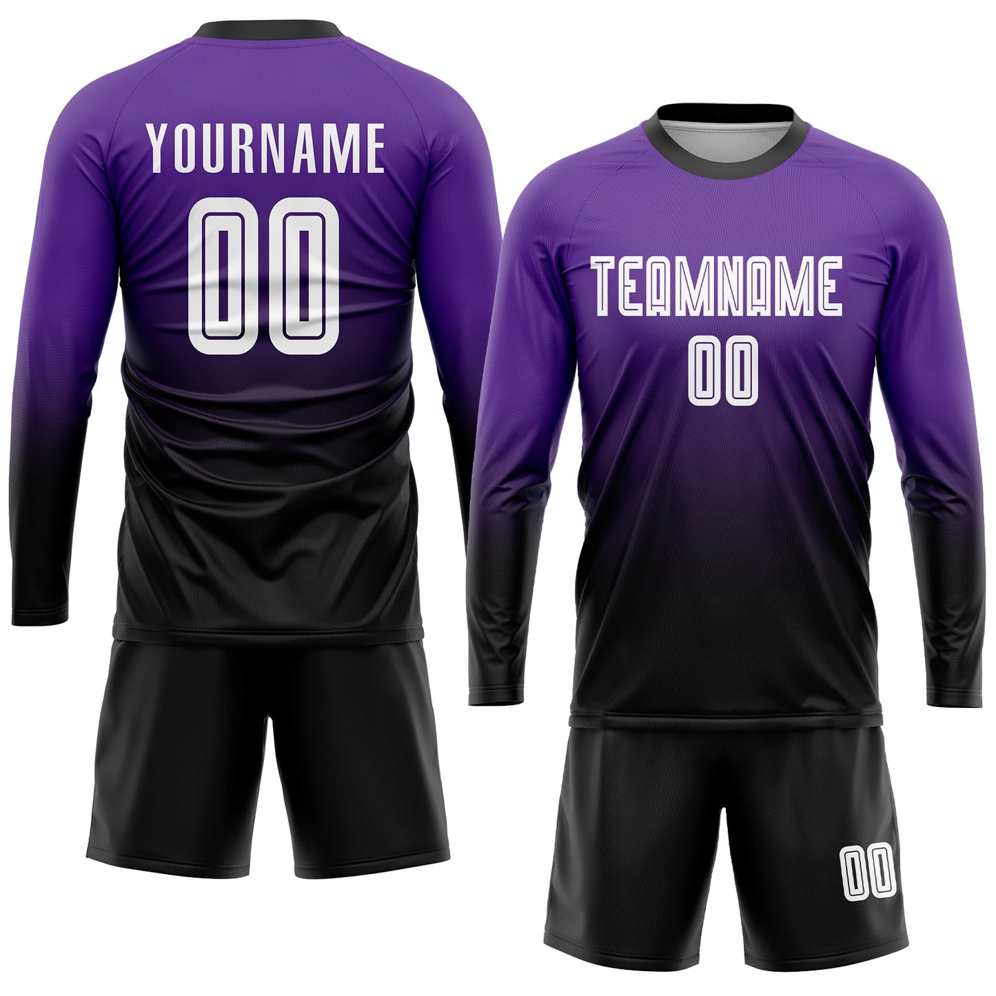 Custom Purple White-Black Sublimation Fade Fashion Soccer Uniform Jersey view 4