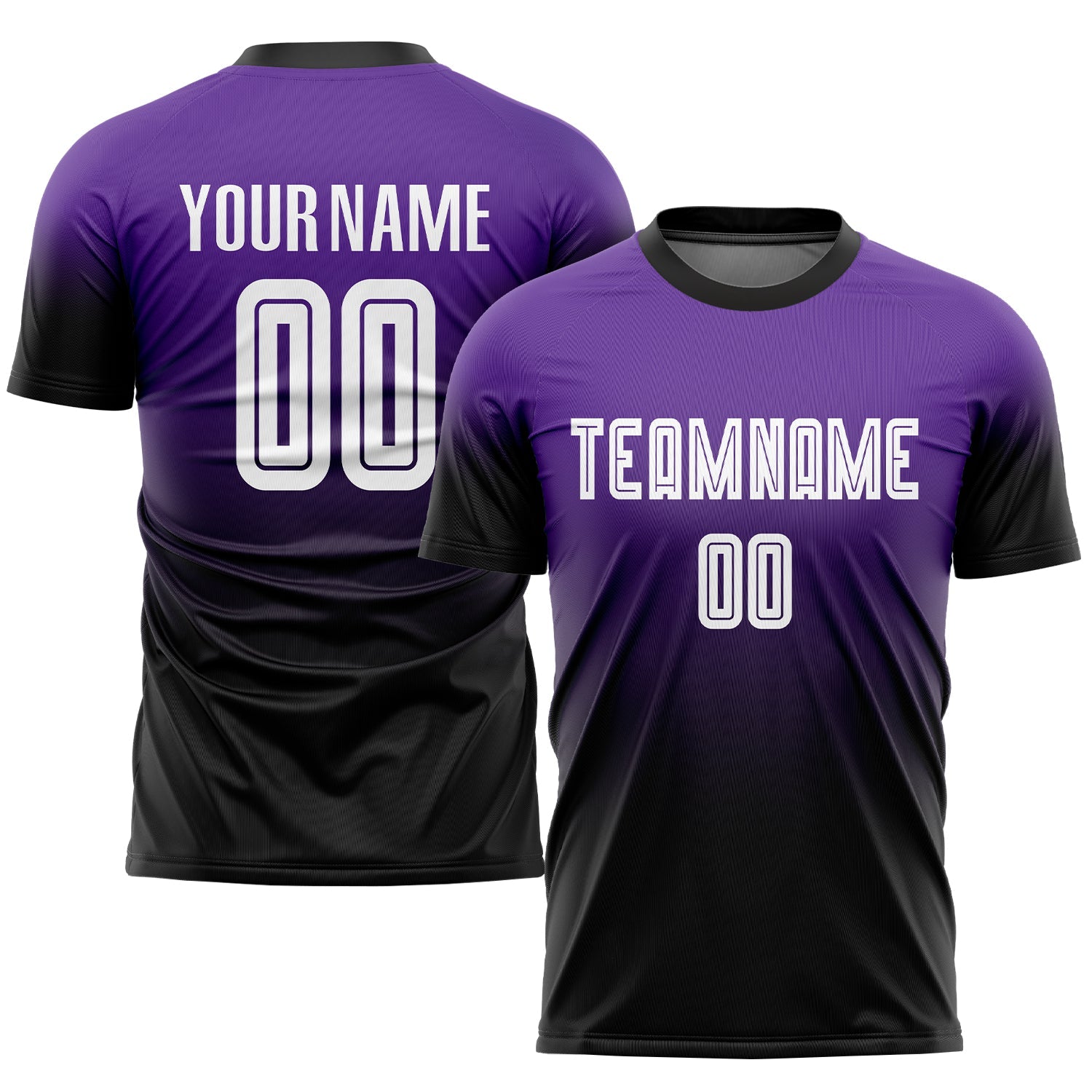 Custom Purple White-Black Sublimation Fade Fashion Soccer Uniform Jersey - Main View