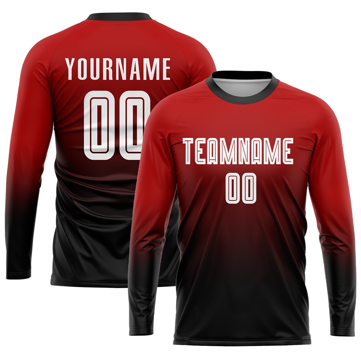 Custom Red White-Black Sublimation Fade Fashion Soccer Uniform Jersey view 3