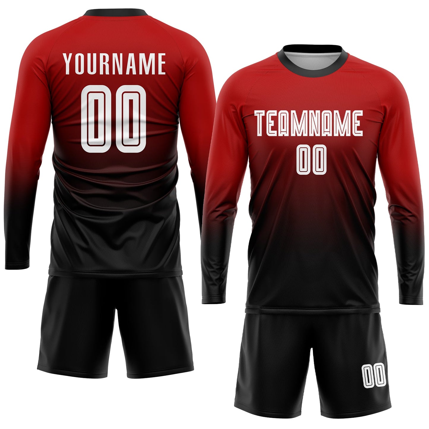 Custom Red White-Black Sublimation Fade Fashion Soccer Uniform Jersey view 4