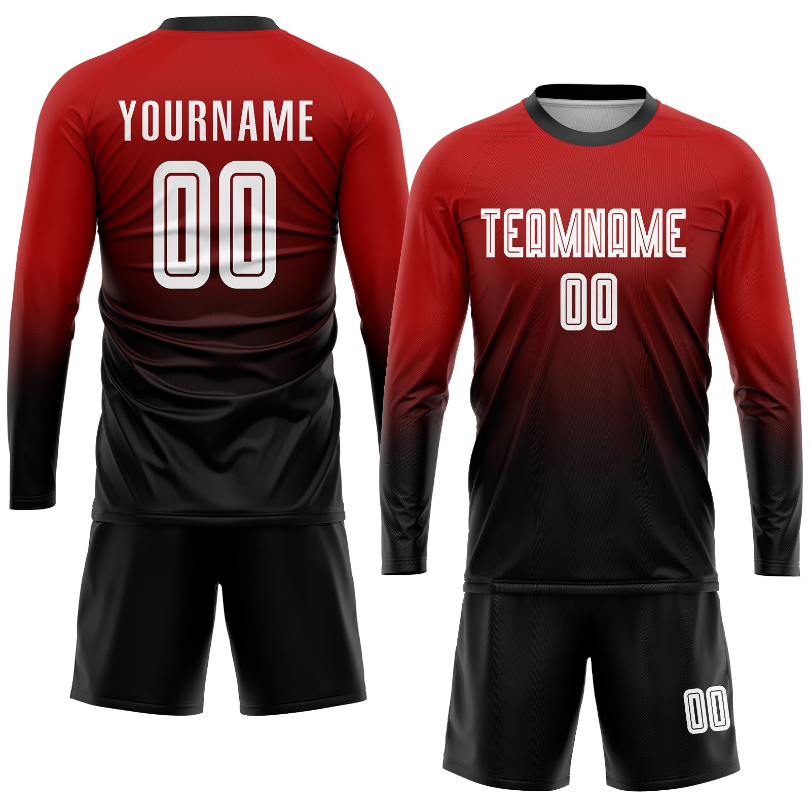 Custom Red White-Black Sublimation Fade Fashion Soccer Uniform Jersey view 4
