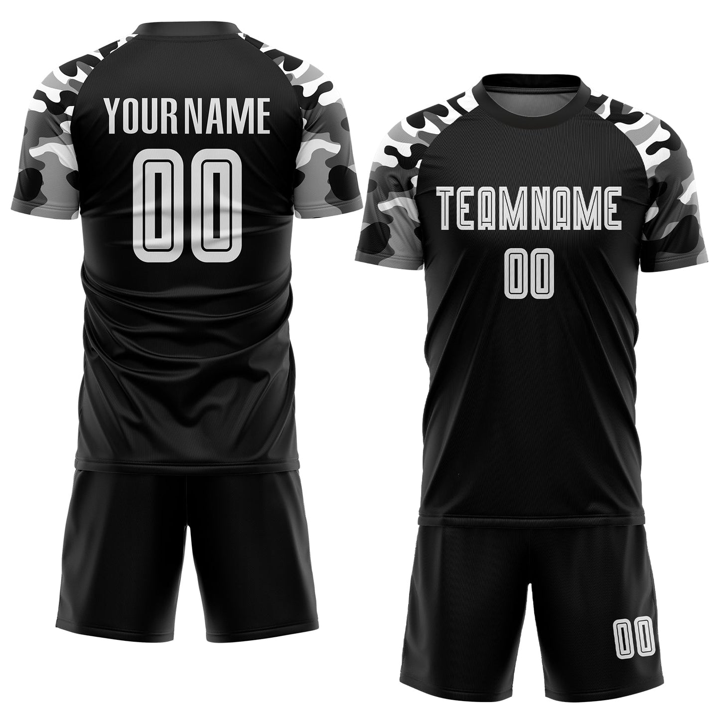 Custom Black White-Camo Sublimation Soccer Uniform Jersey view 2