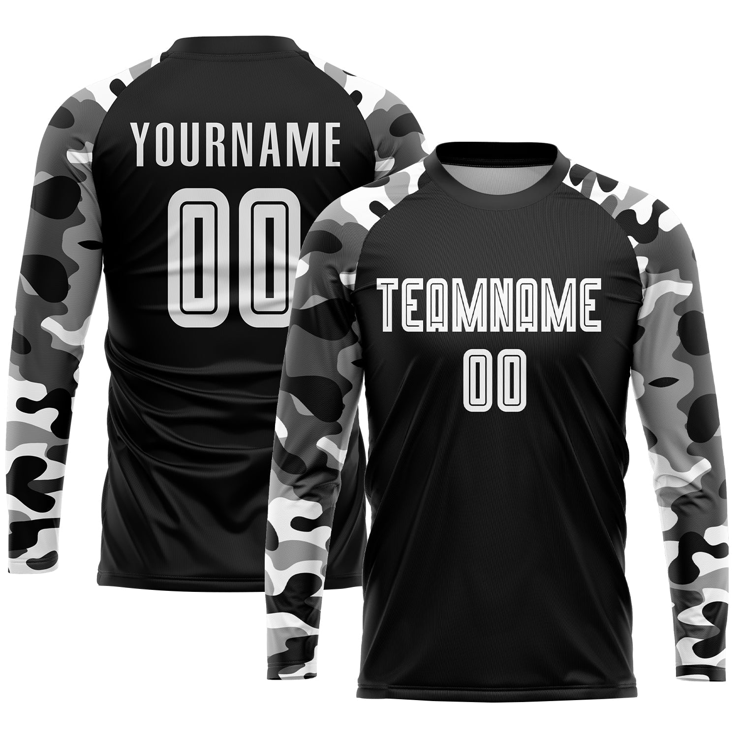 Custom Black White-Camo Sublimation Soccer Uniform Jersey view 3