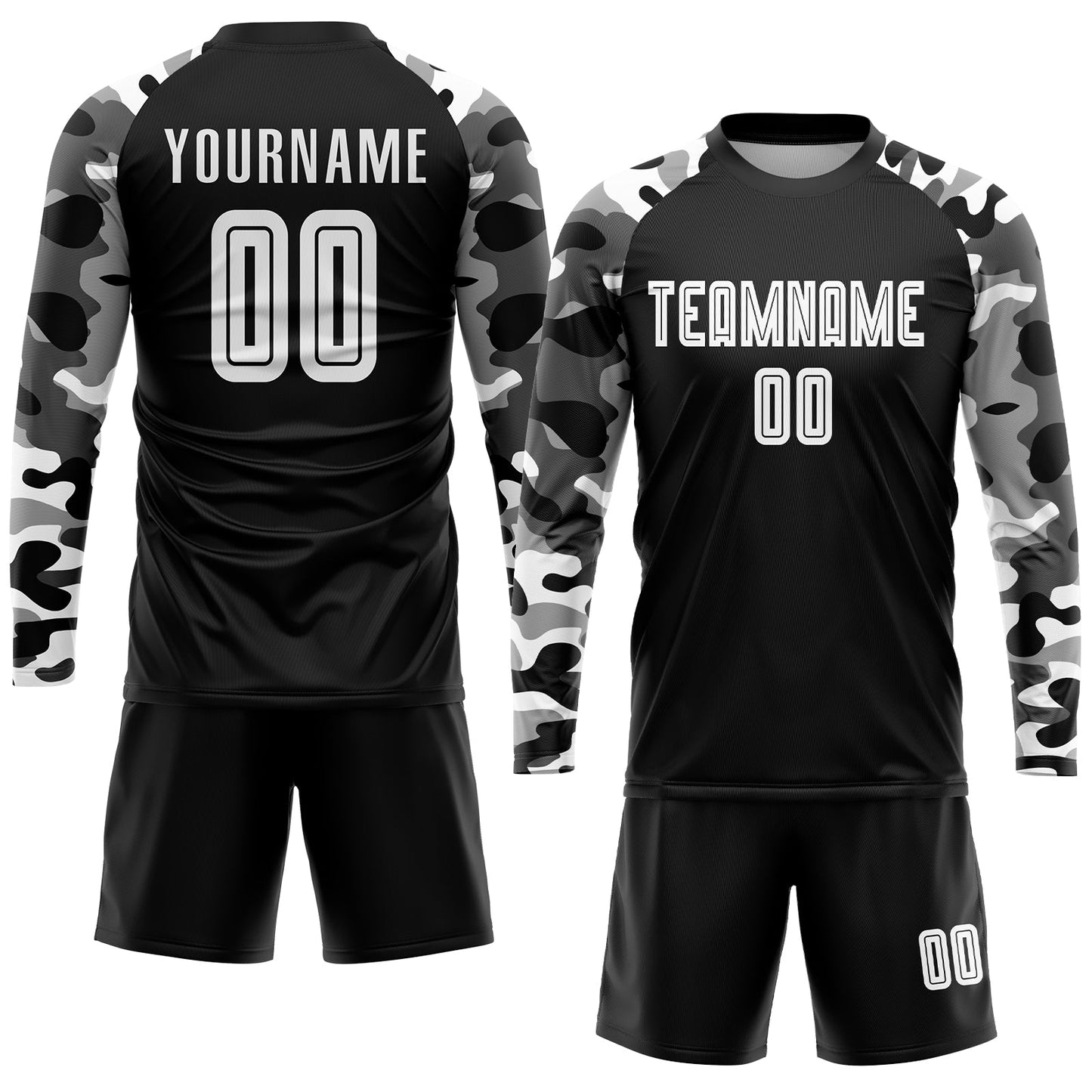 Custom Black White-Camo Sublimation Soccer Uniform Jersey view 4