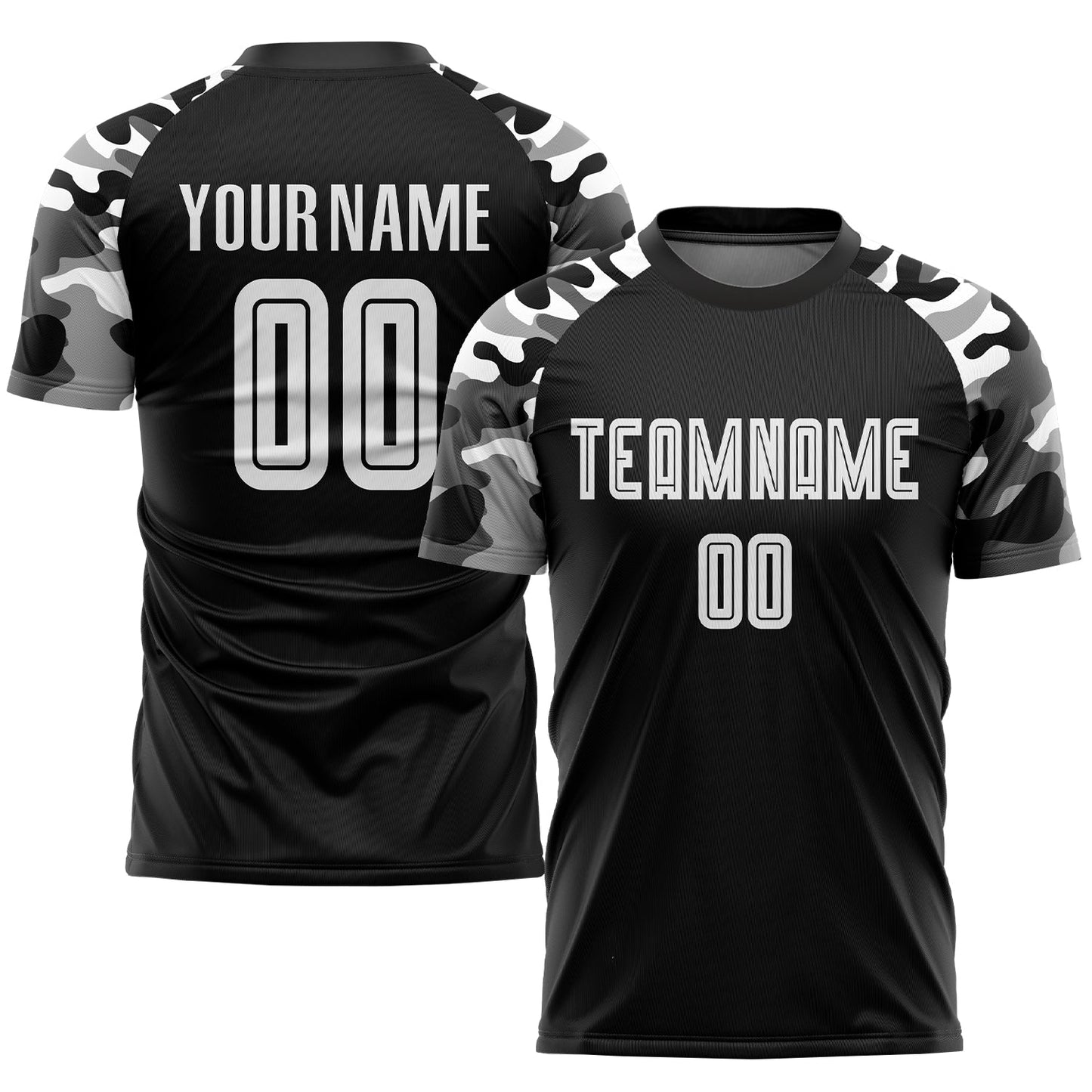 Custom Black White-Camo Sublimation Soccer Uniform Jersey - Main View