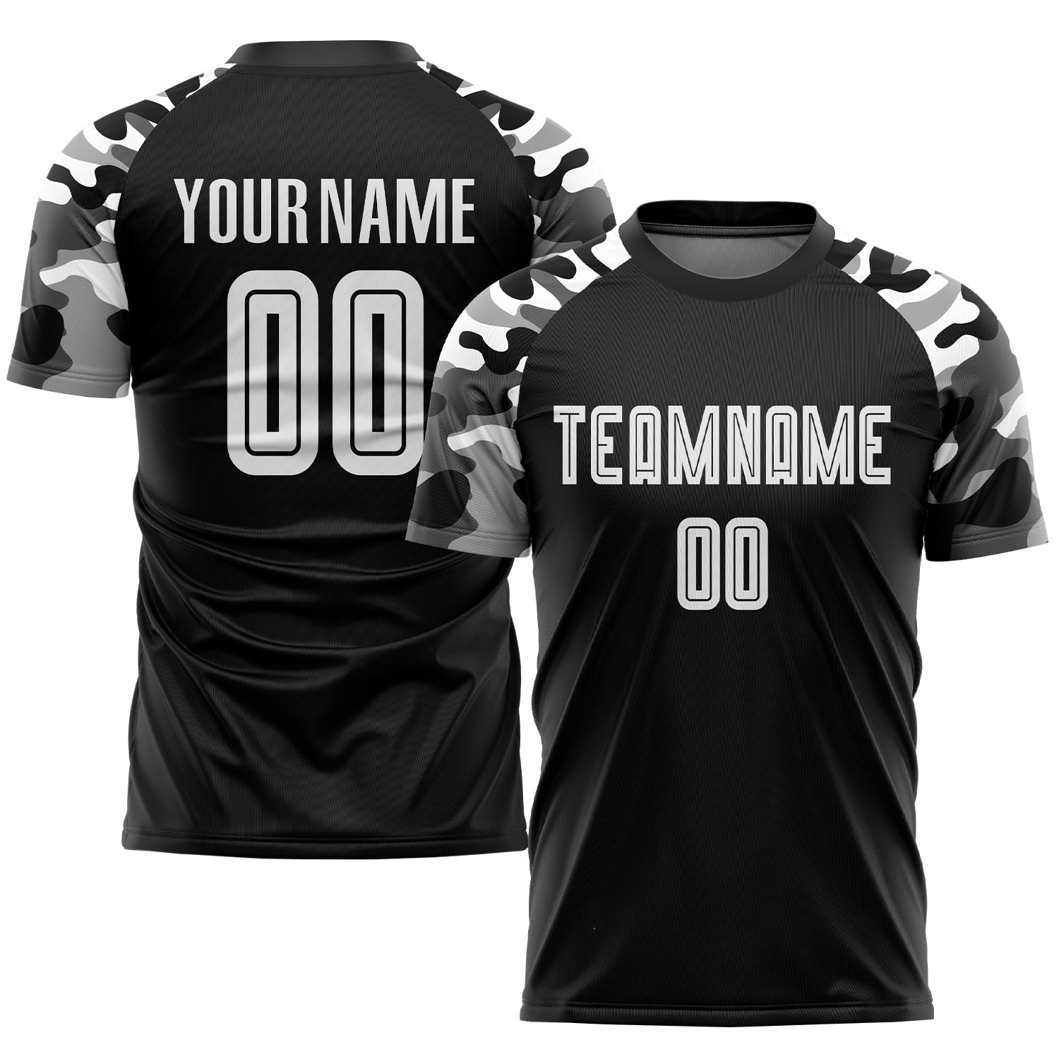 Custom Black White-Camo Sublimation Soccer Uniform Jersey - Main View