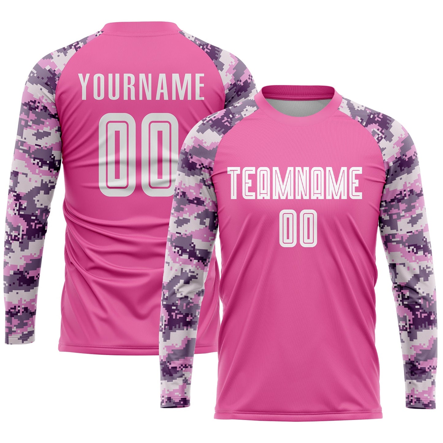 Custom Pink White-Camo Sublimation Soccer Uniform Jersey view 3