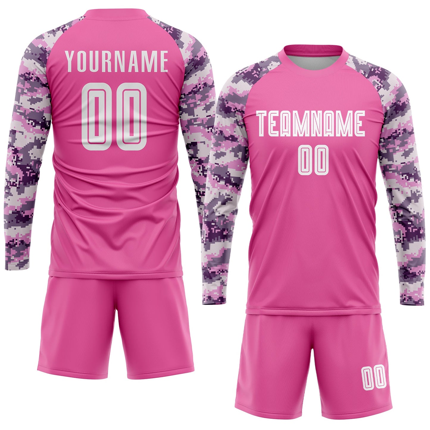 Custom Pink White-Camo Sublimation Soccer Uniform Jersey view 4