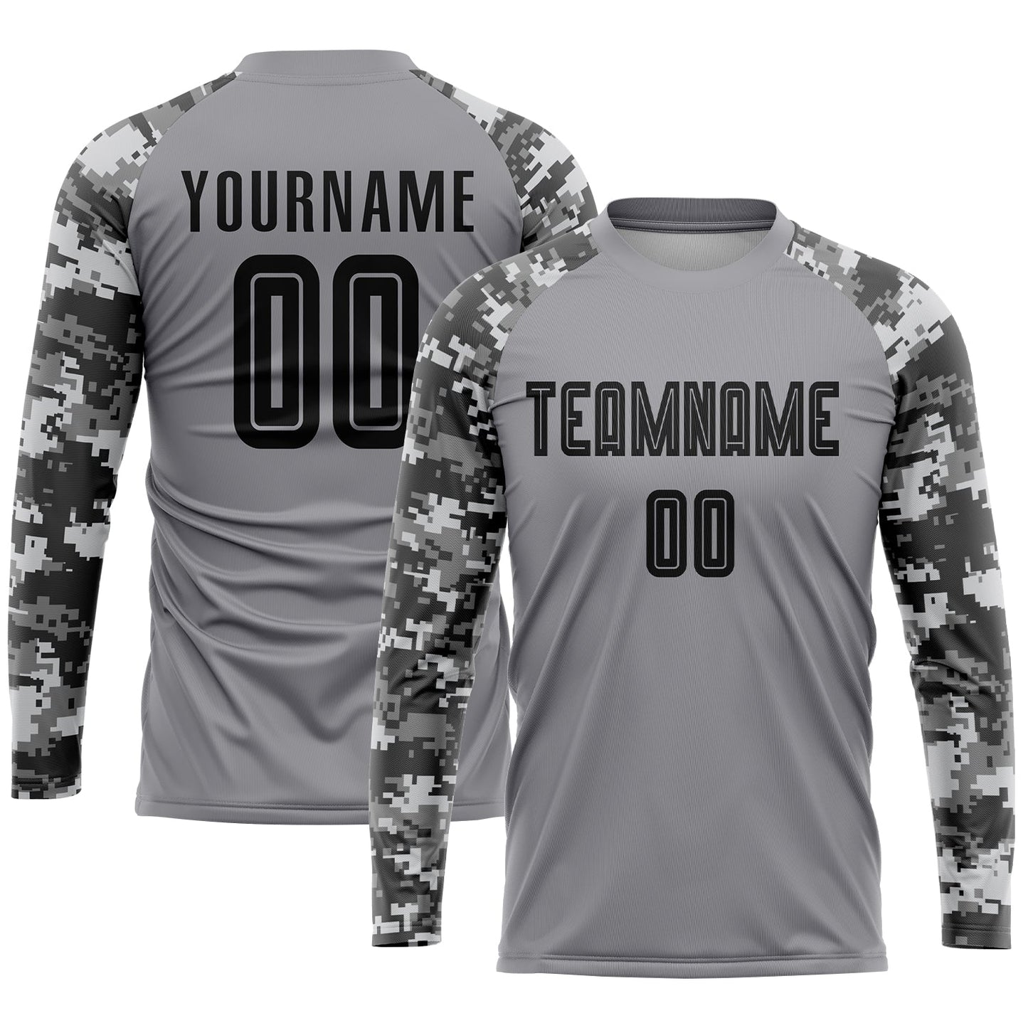 Custom Gray Black-Camo Sublimation Soccer Uniform Jersey view 3