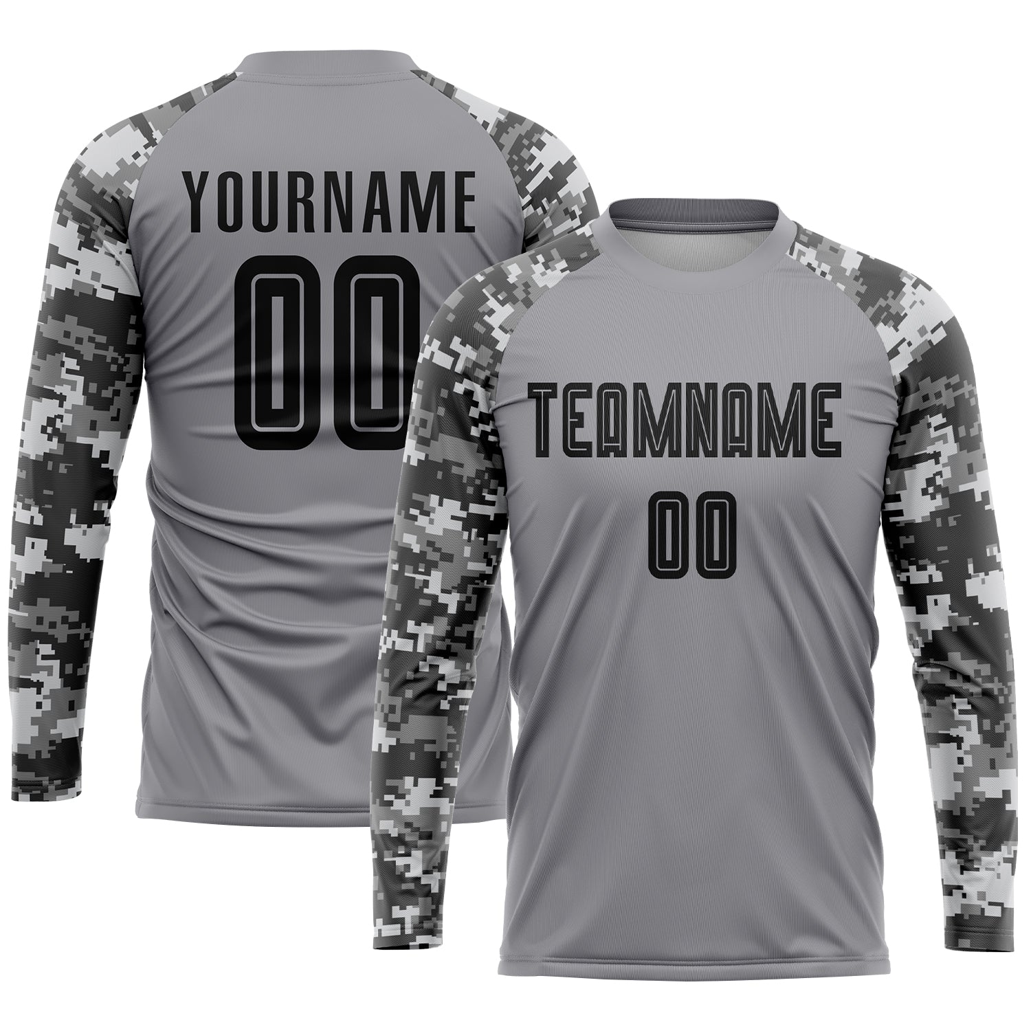 Custom Gray Black-Camo Sublimation Soccer Uniform Jersey view 3