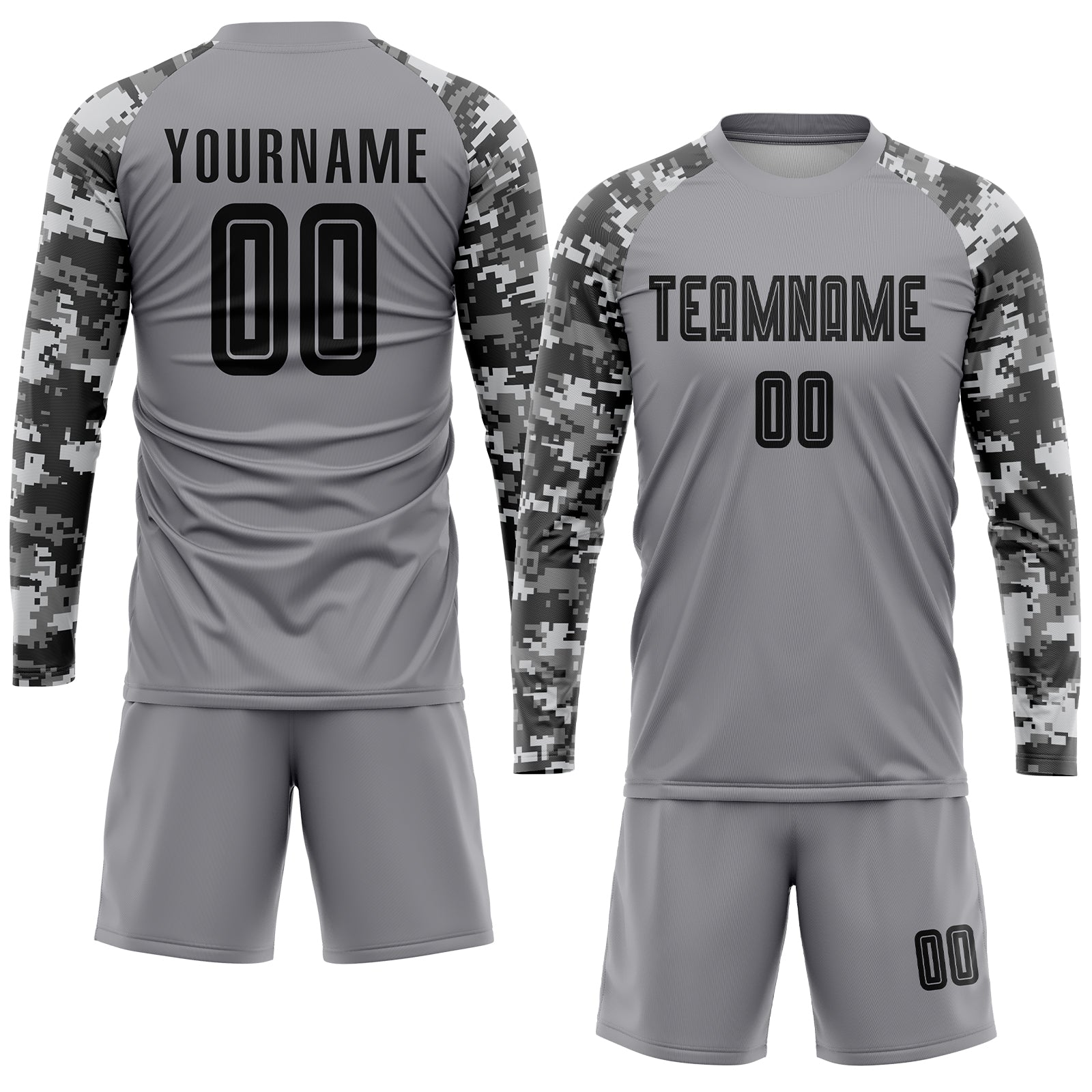 Custom Gray Black-Camo Sublimation Soccer Uniform Jersey view 4