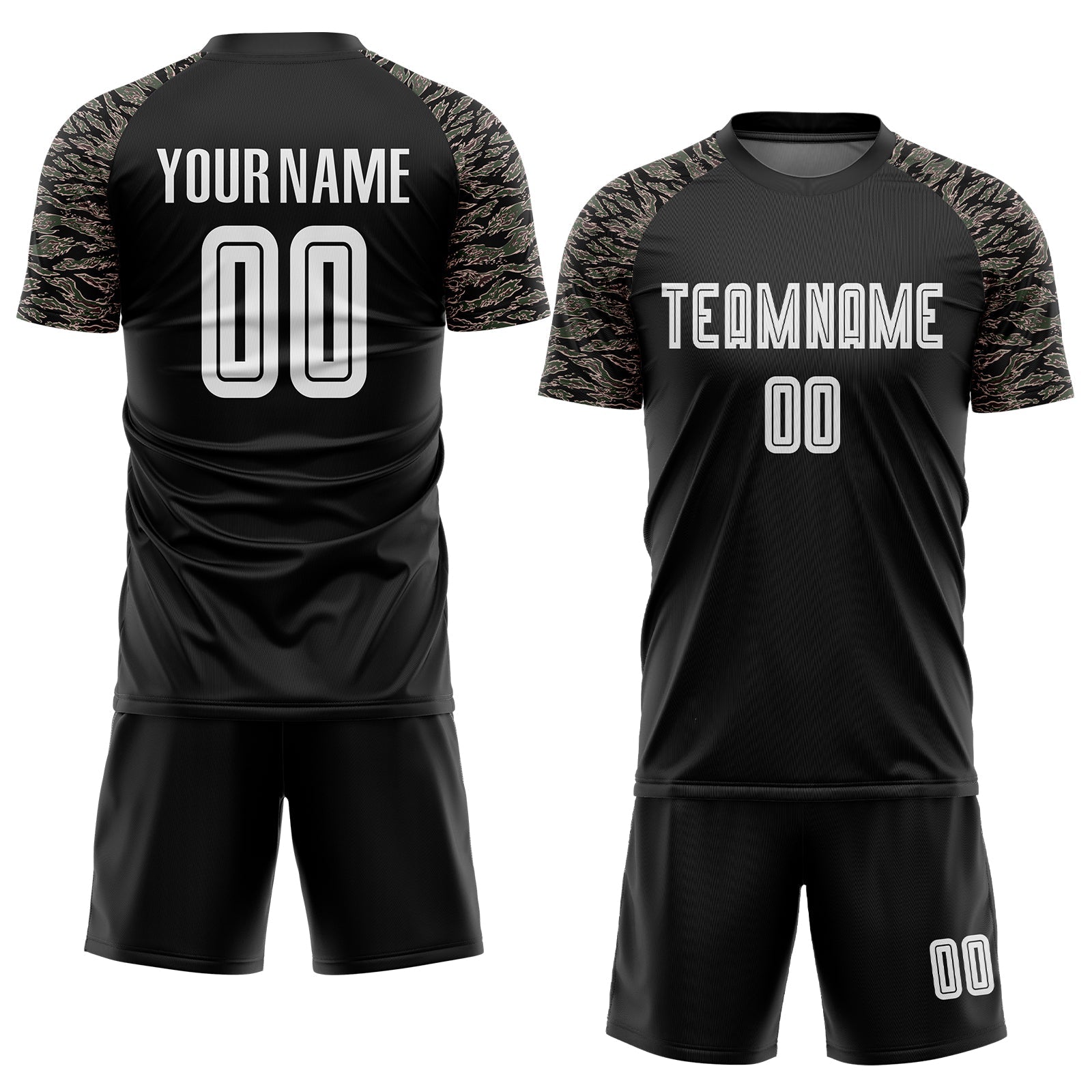 Custom Black White-Camo Sublimation Soccer Uniform Jersey view 2