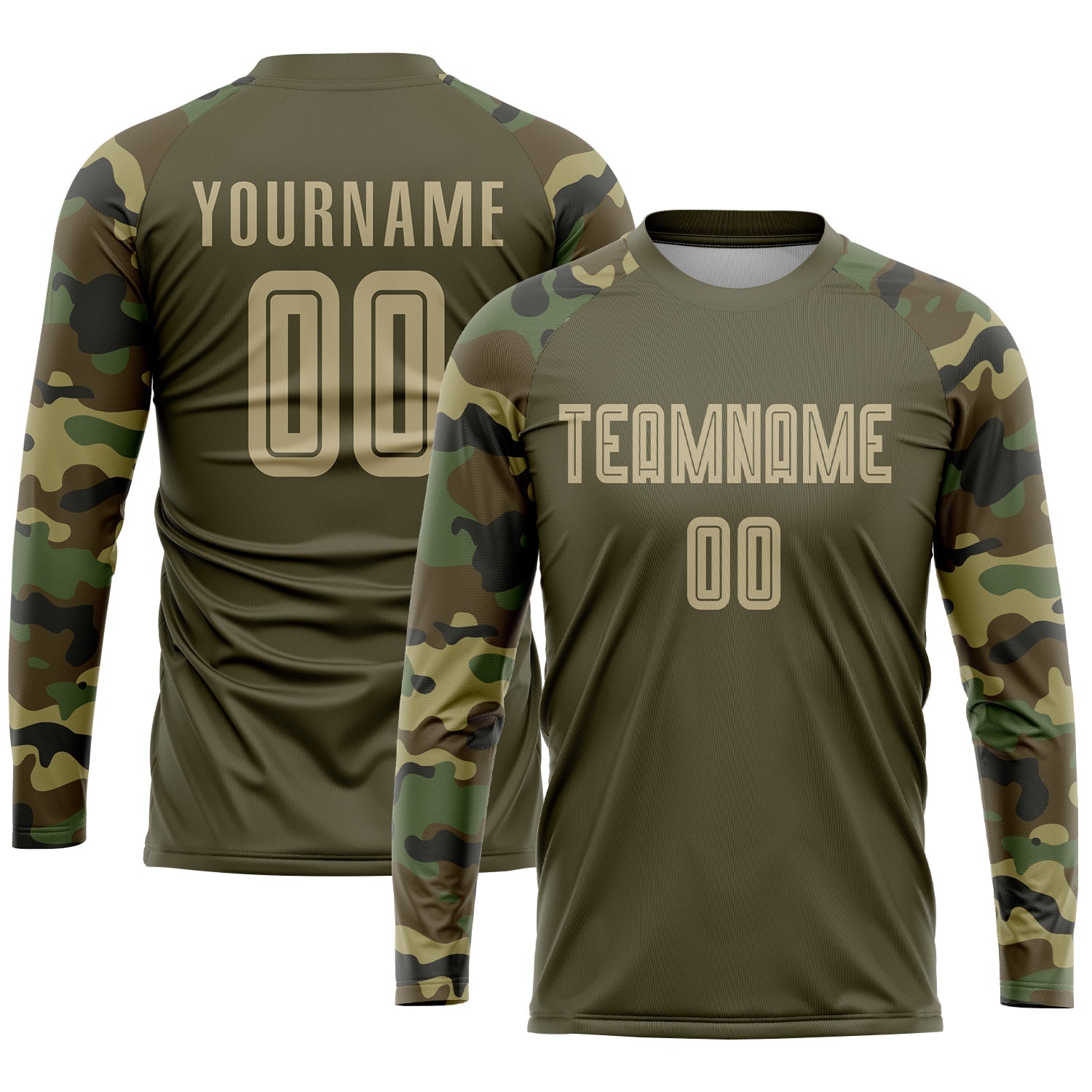 Custom Olive Vegas Gold-Camo Sublimation Salute To Service Soccer Uniform Jersey view 3