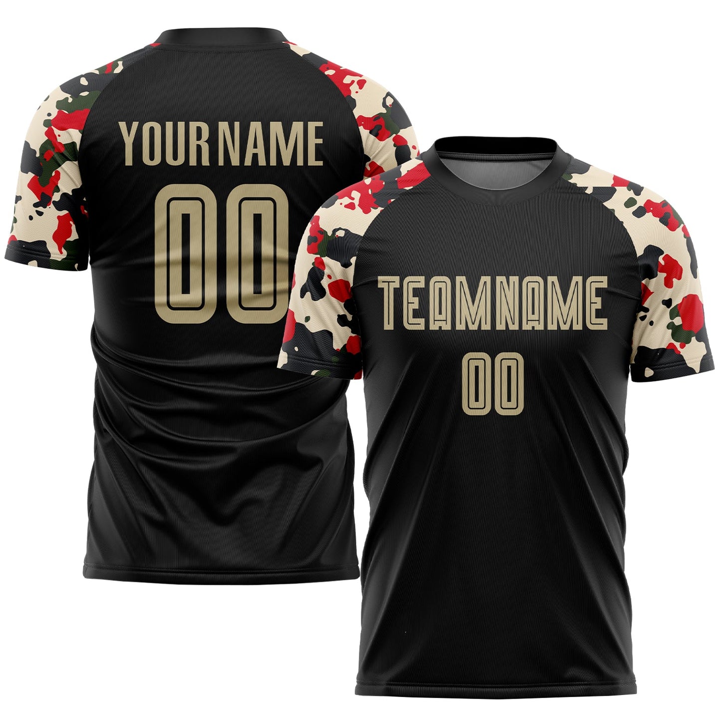 Custom Black Vegas Gold-Camo Sublimation Soccer Uniform Jersey - Main View