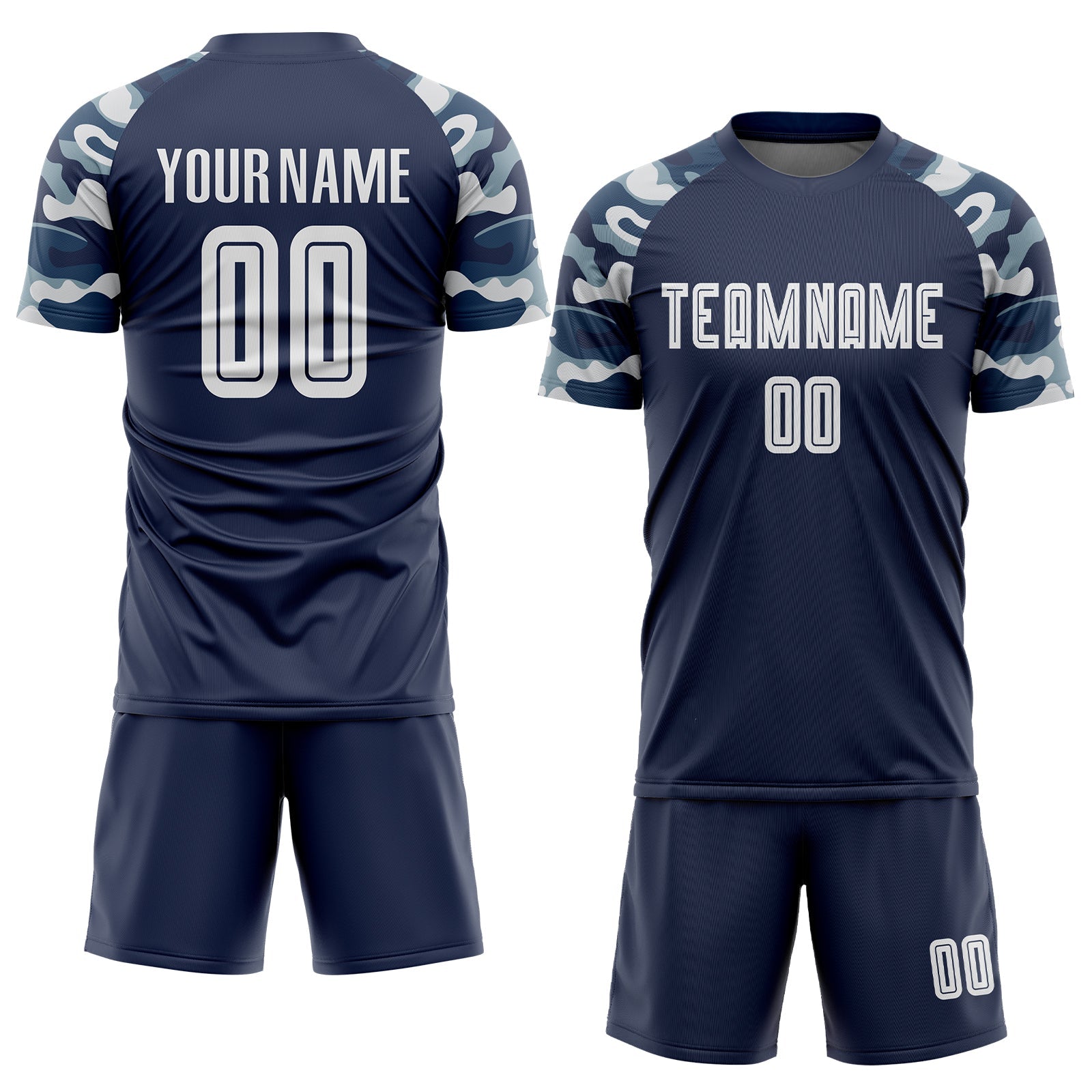 Custom Navy White-Camo Sublimation Soccer Uniform Jersey view 2