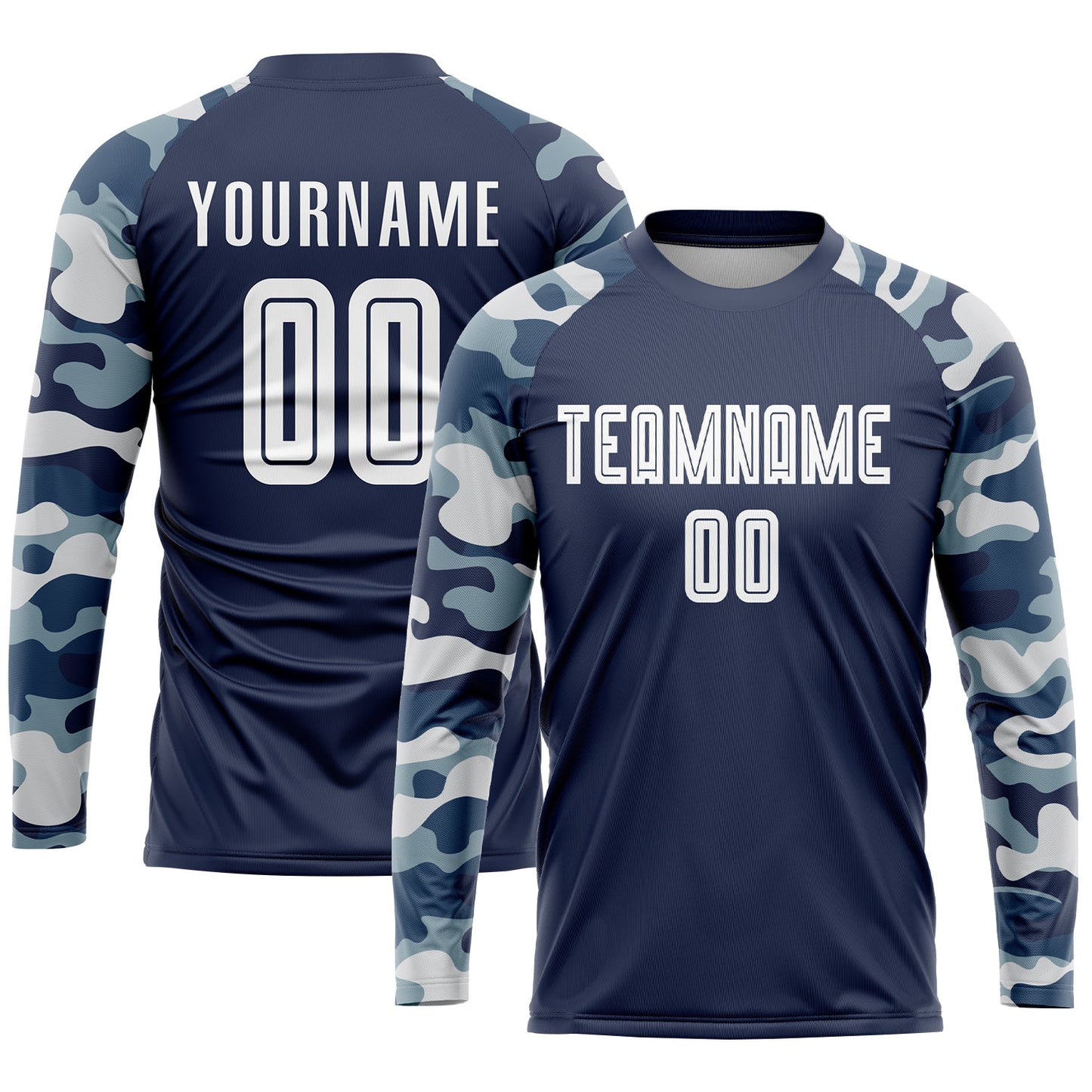 Custom Navy White-Camo Sublimation Soccer Uniform Jersey view 3