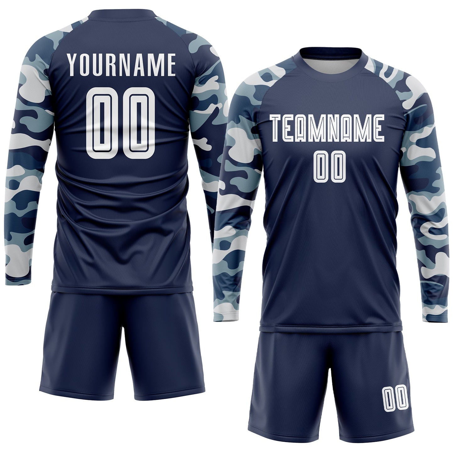 Custom Navy White-Camo Sublimation Soccer Uniform Jersey view 4