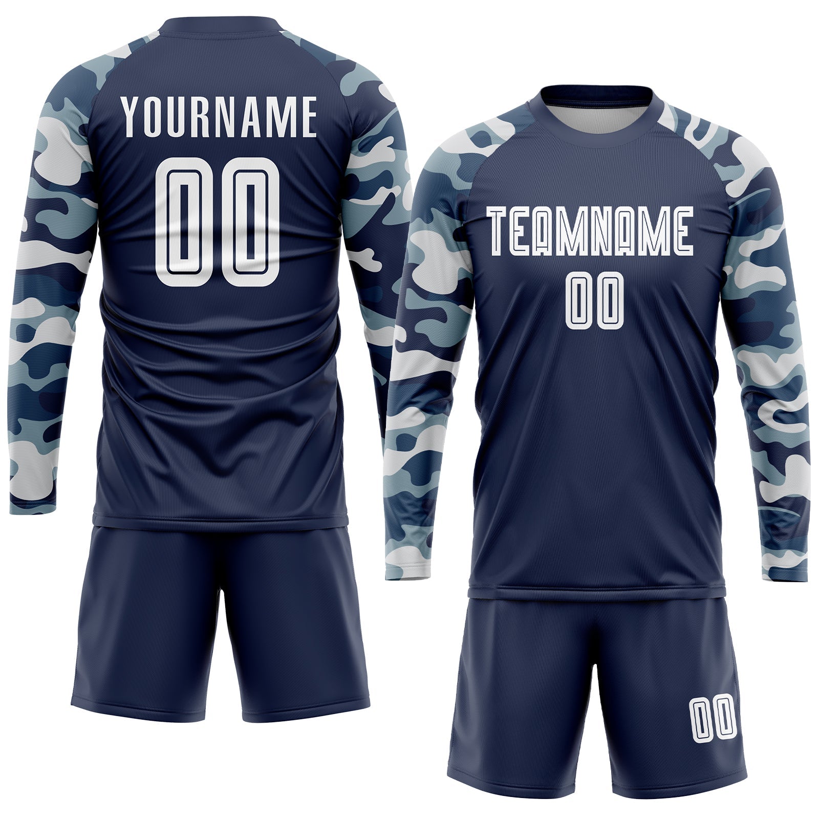 Custom Navy White-Camo Sublimation Soccer Uniform Jersey view 4