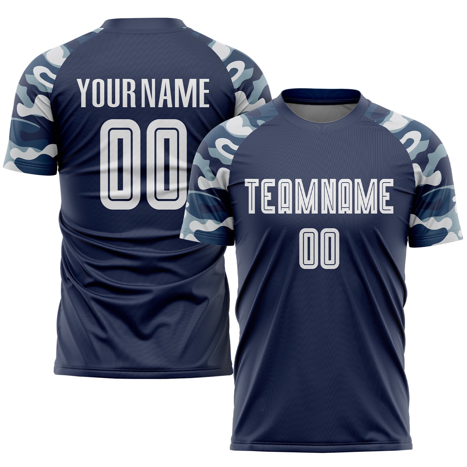 Custom Navy White-Camo Sublimation Soccer Uniform Jersey - Main View
