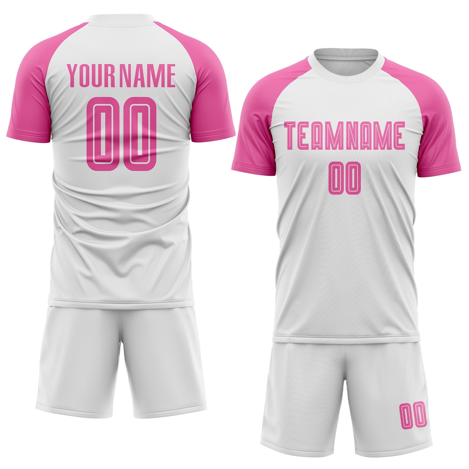 Custom White Pink Sublimation Soccer Uniform Jersey view 2