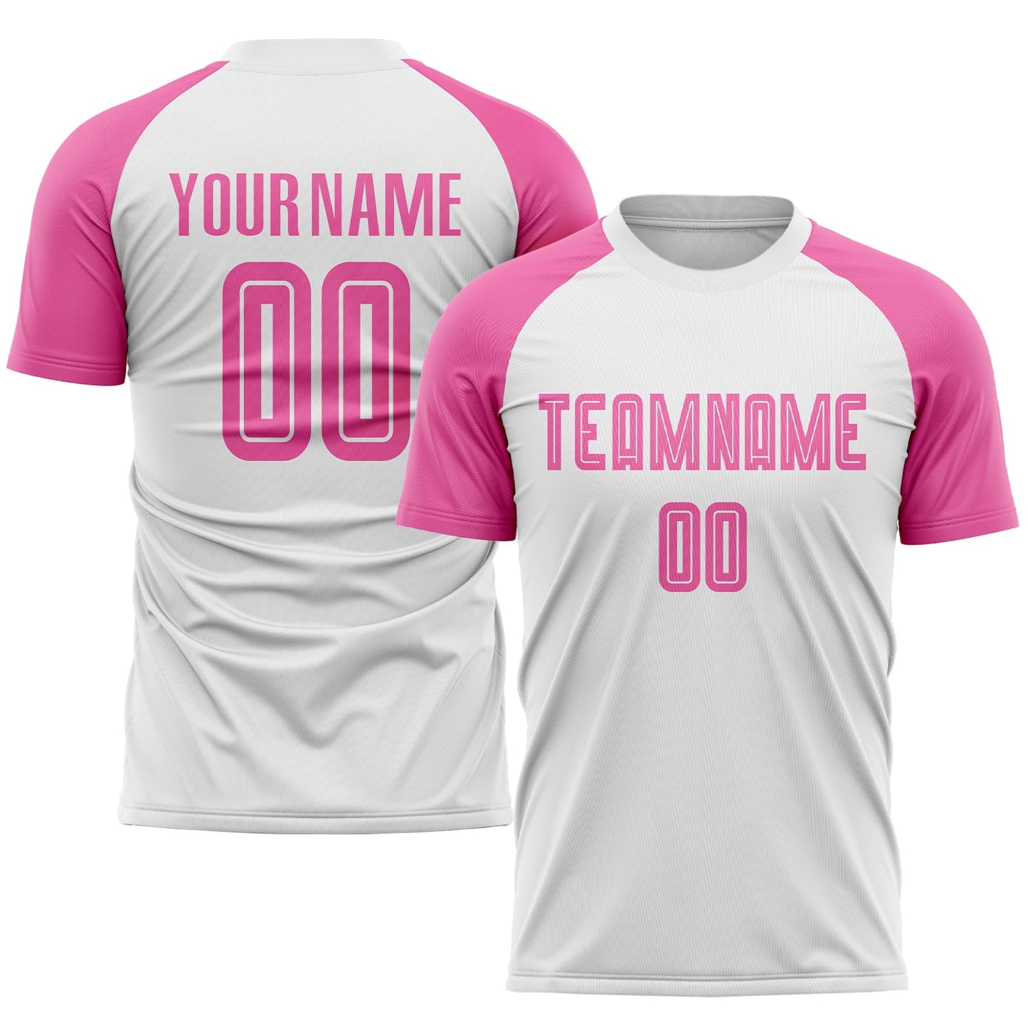 Custom White Pink Sublimation Soccer Uniform Jersey - Main View